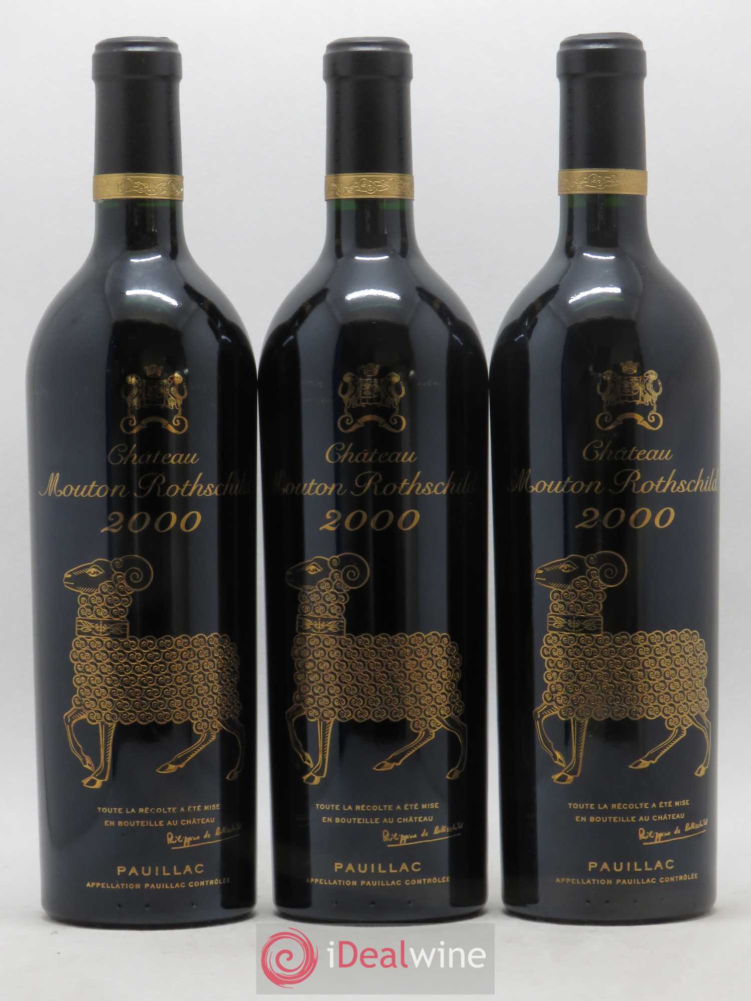 Château Mouton Rothschild 1er Grand Cru Classé 2000 - Lot de 3 bouteilles - 0