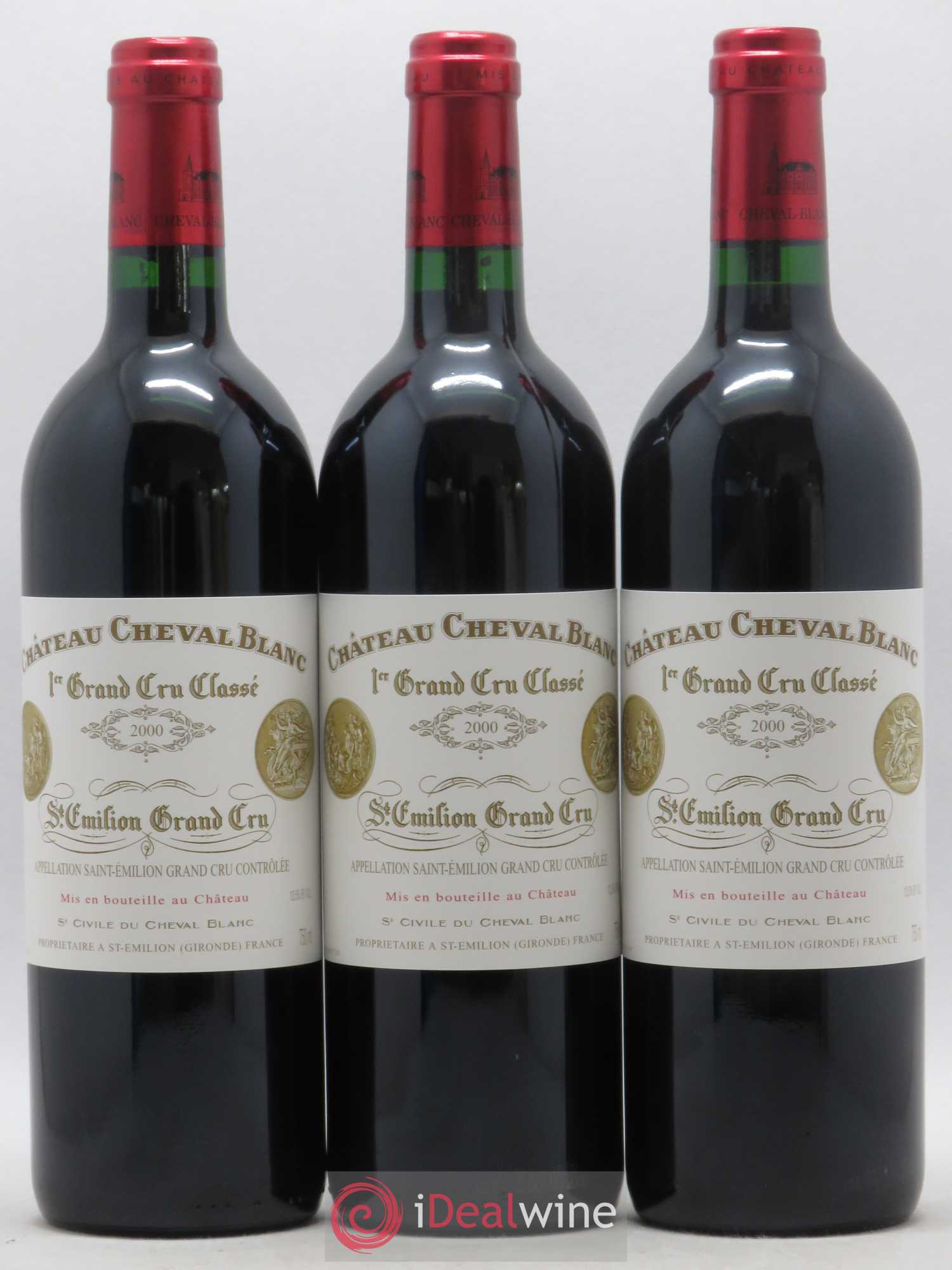 Château Cheval Blanc 1er Grand Cru Classé A 2000 - Lot de 3 bouteilles - 0
