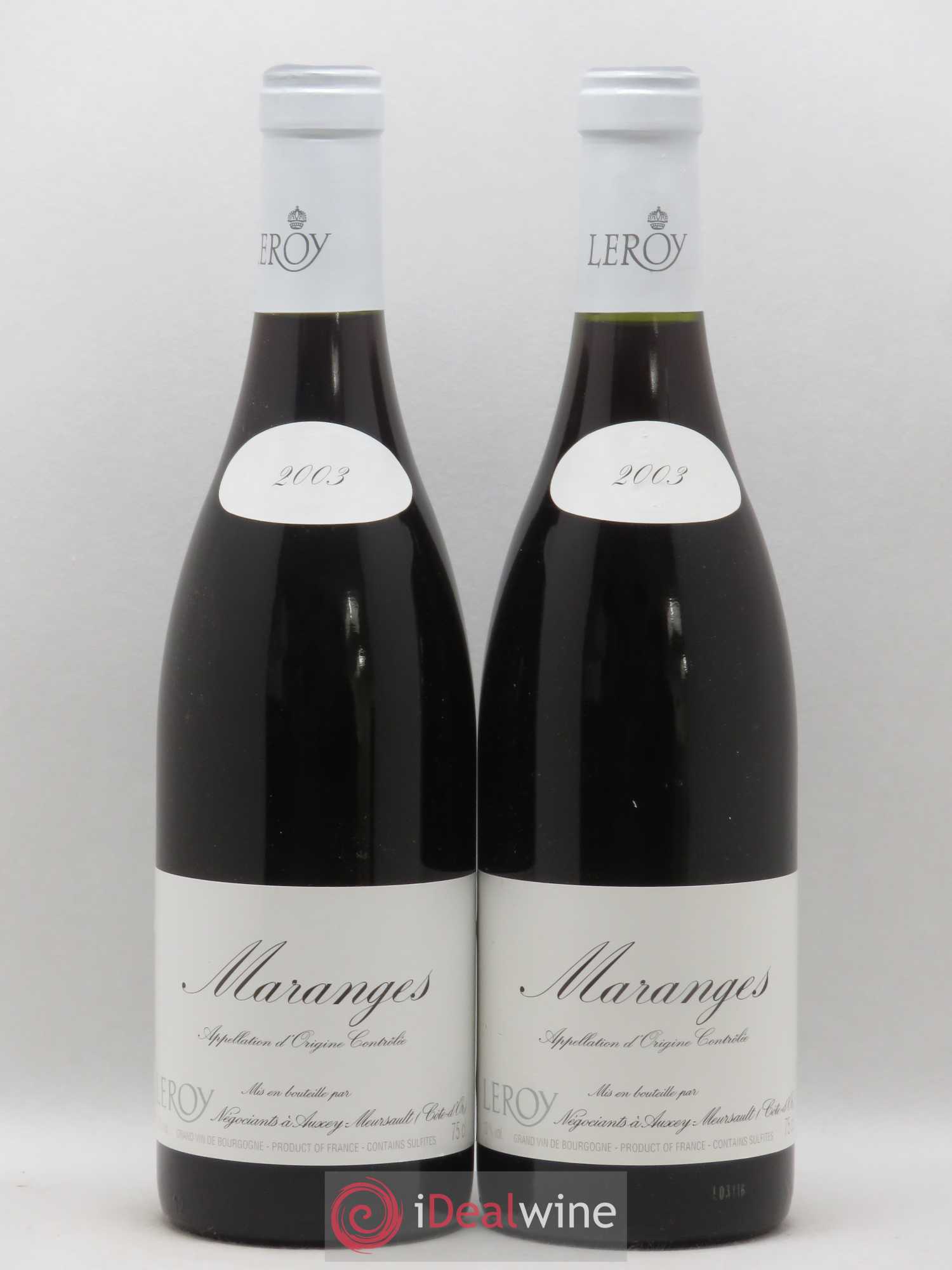 Maranges Leroy 2003 - Lot de 2 bouteilles - 0