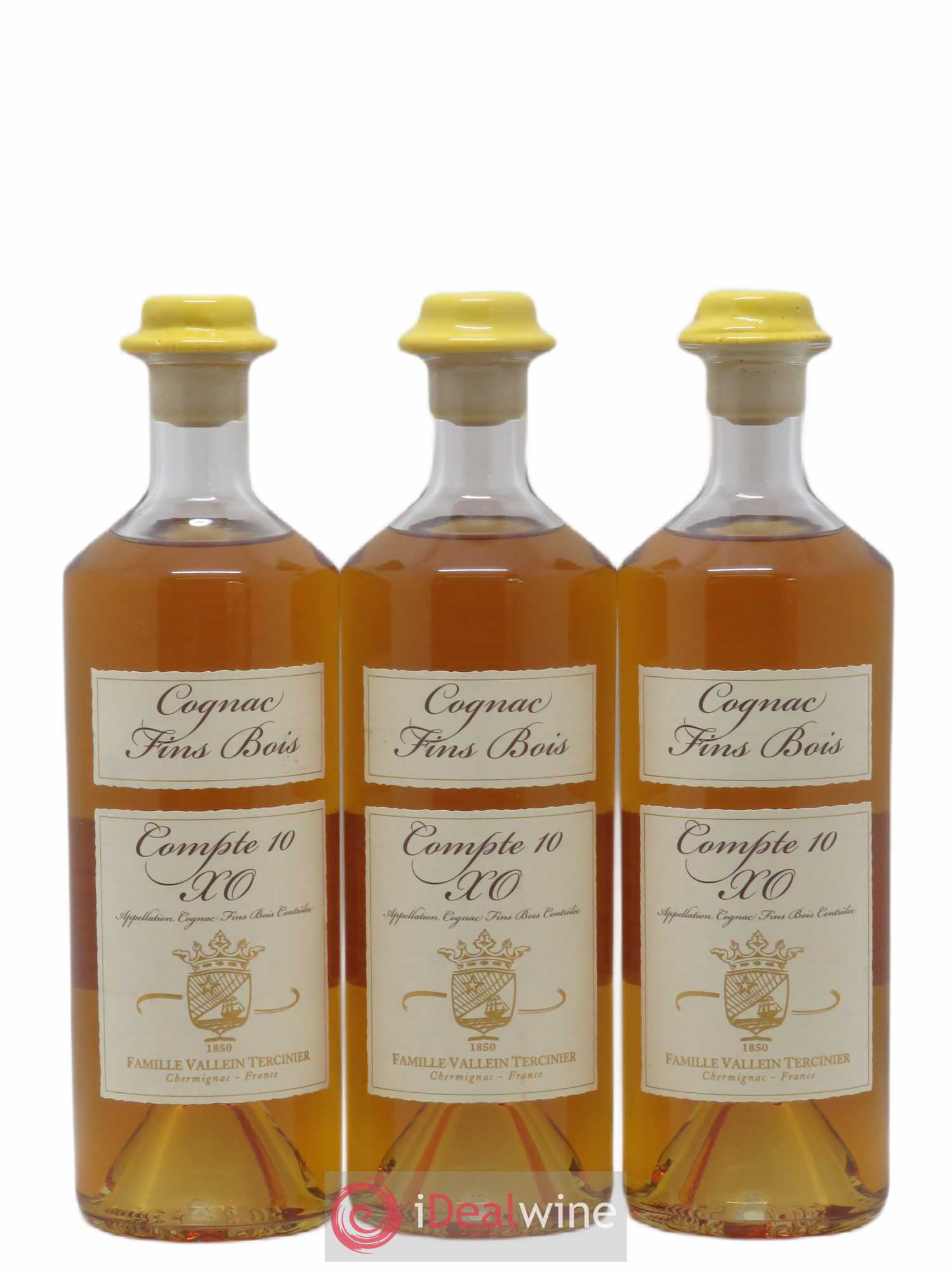 Cognac Tercinier Fins Bois Compte dix XO Valentin - Posten von 3 Flaschen - 0