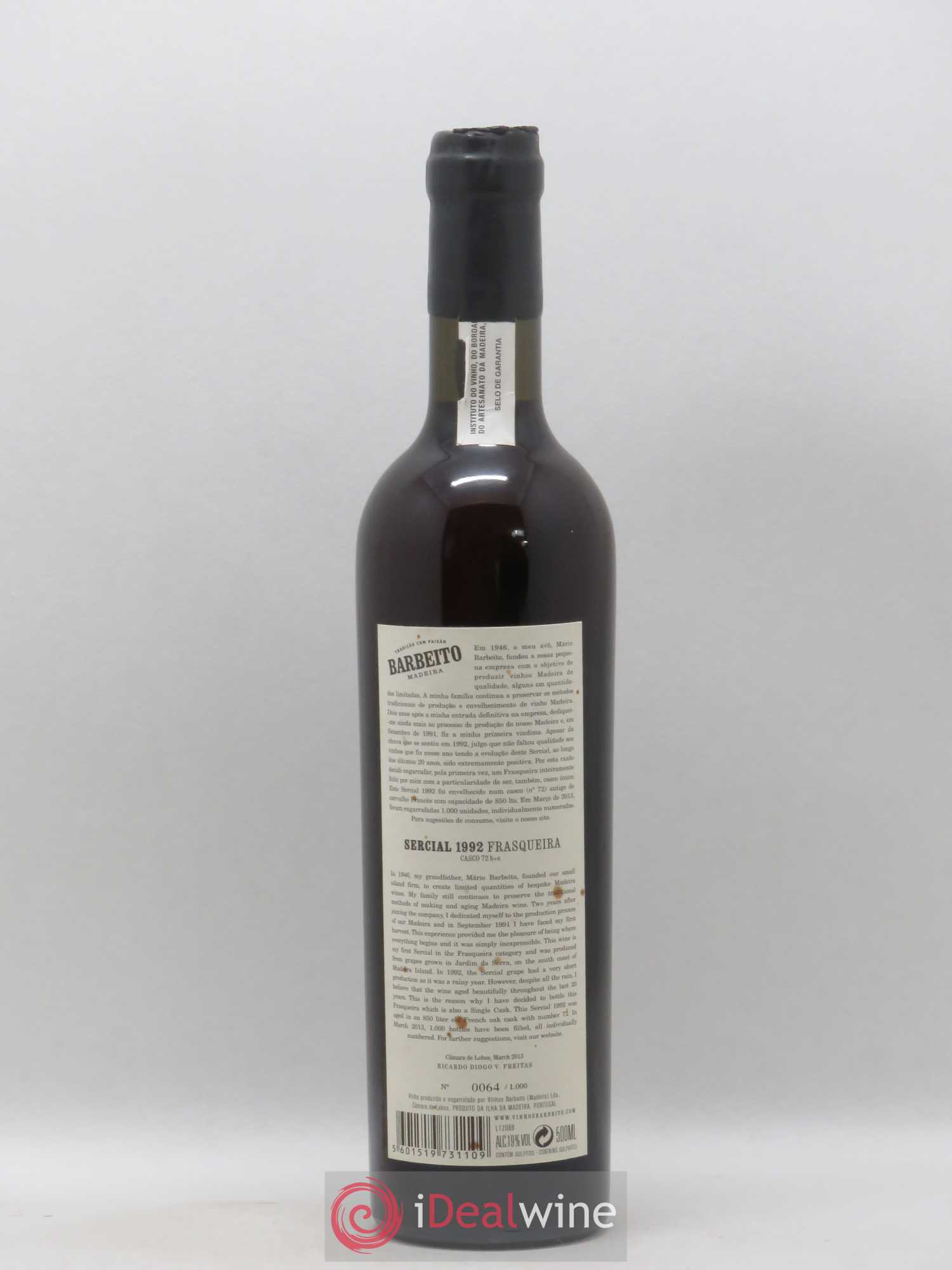 Madère Barbeito Frasqueira Sercial 50cl 1992 - Lot de 1 bouteille - 1