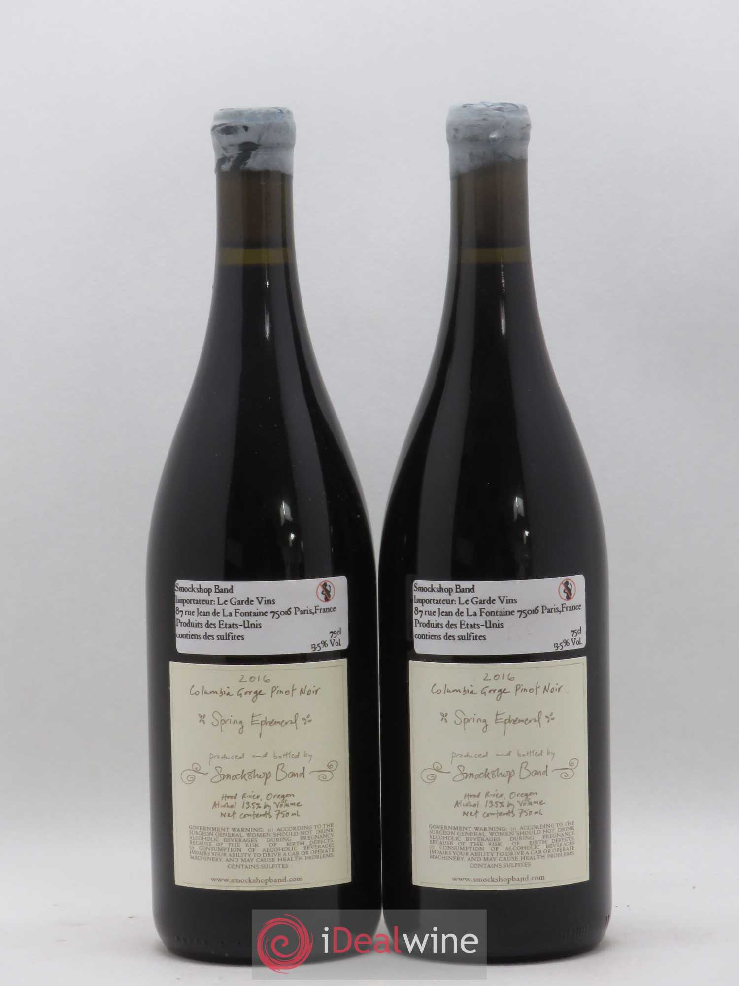 Columbia Gorge Smockshop Band Spring Ephemeral Pinot Noir Hiyu Farm 2016 - Lot de 2 bouteilles - 1