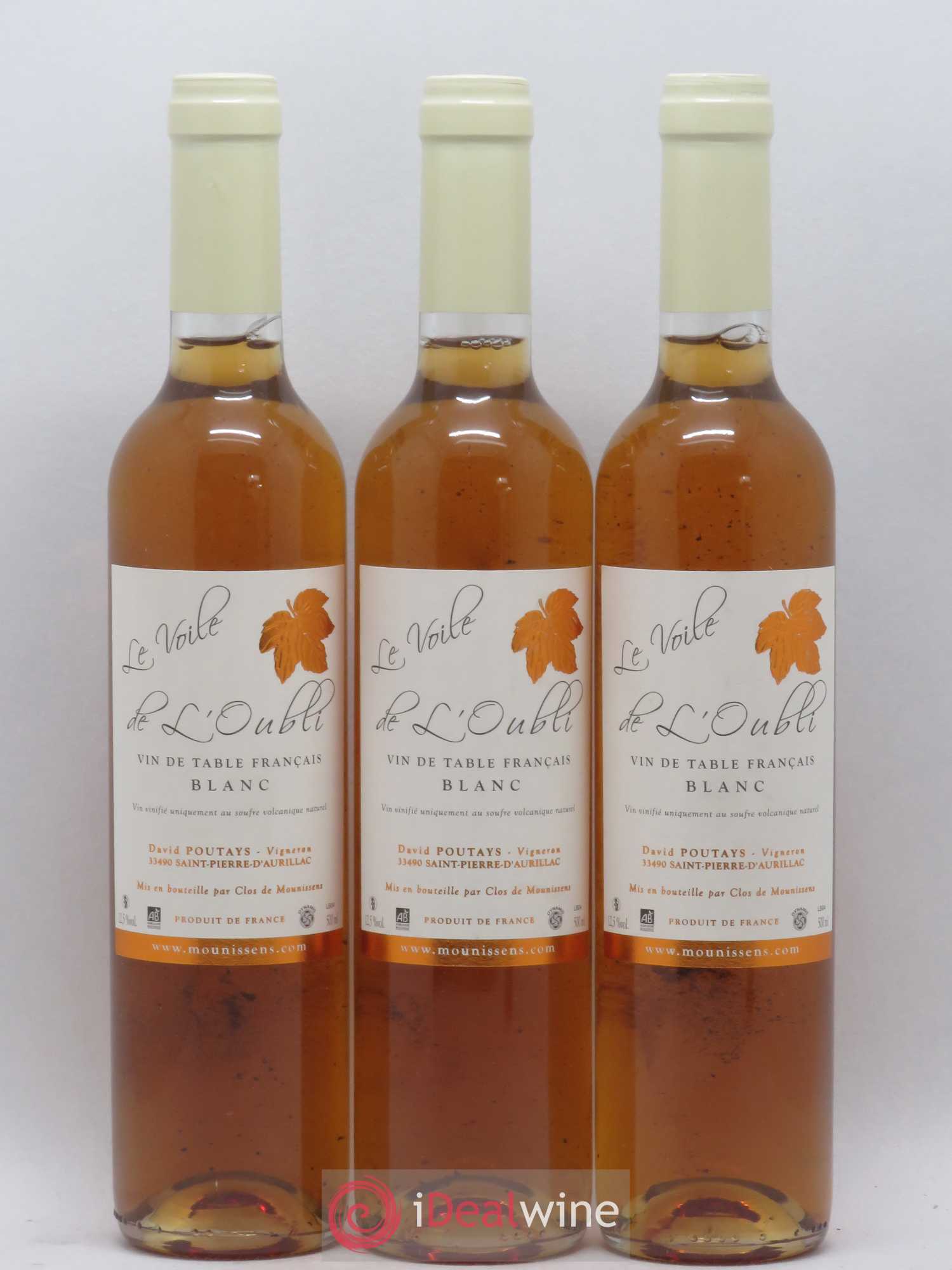 Vin de table Voile de l'oubli David Poutays Clos de Mounissens/ 50cl 2004 - Posten von 6 Flaschen - 2