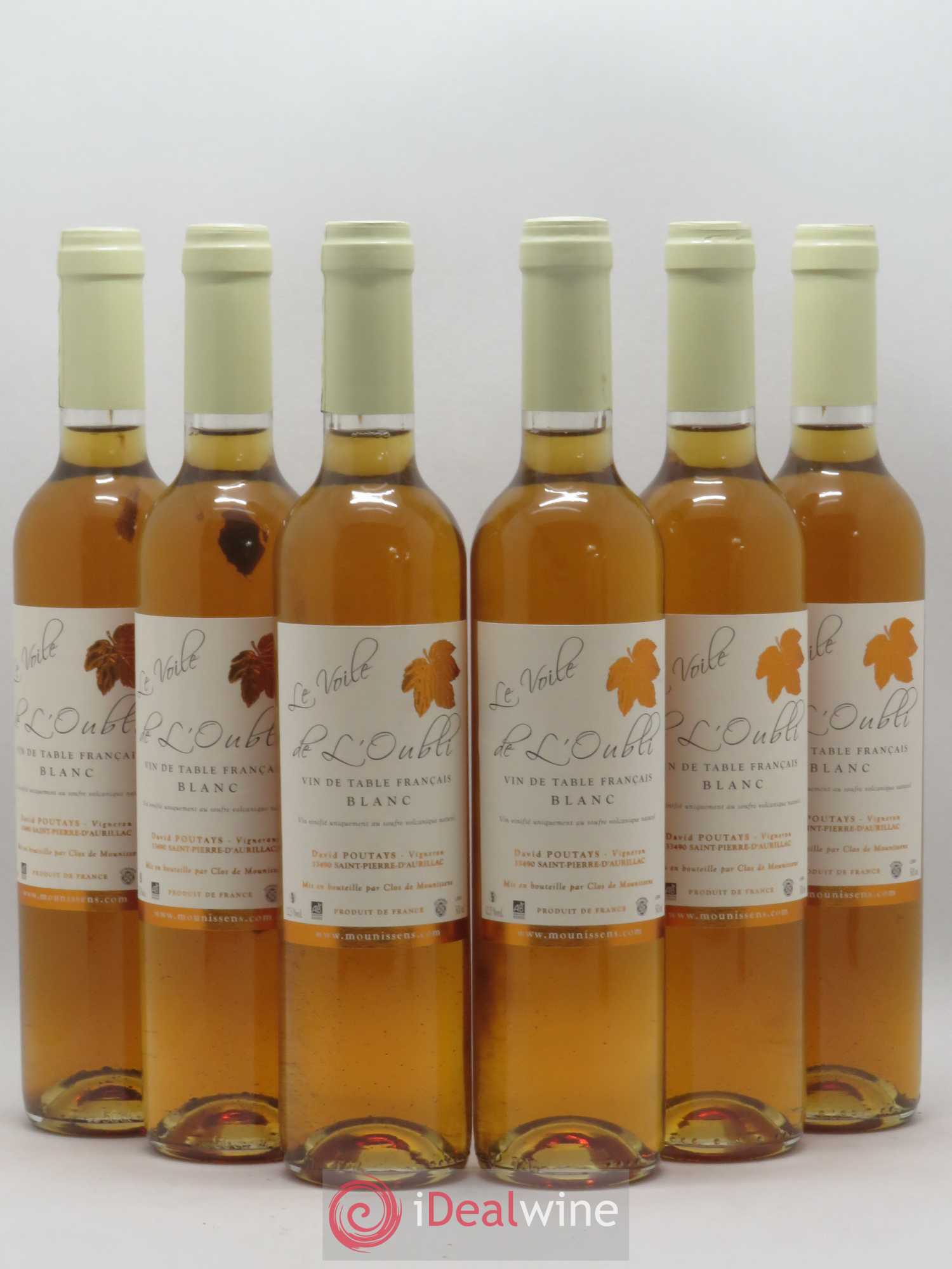 Vin de table Voile de l'oubli David Poutays Clos de Mounissens/ 50cl 2004 - Posten von 6 Flaschen - 0