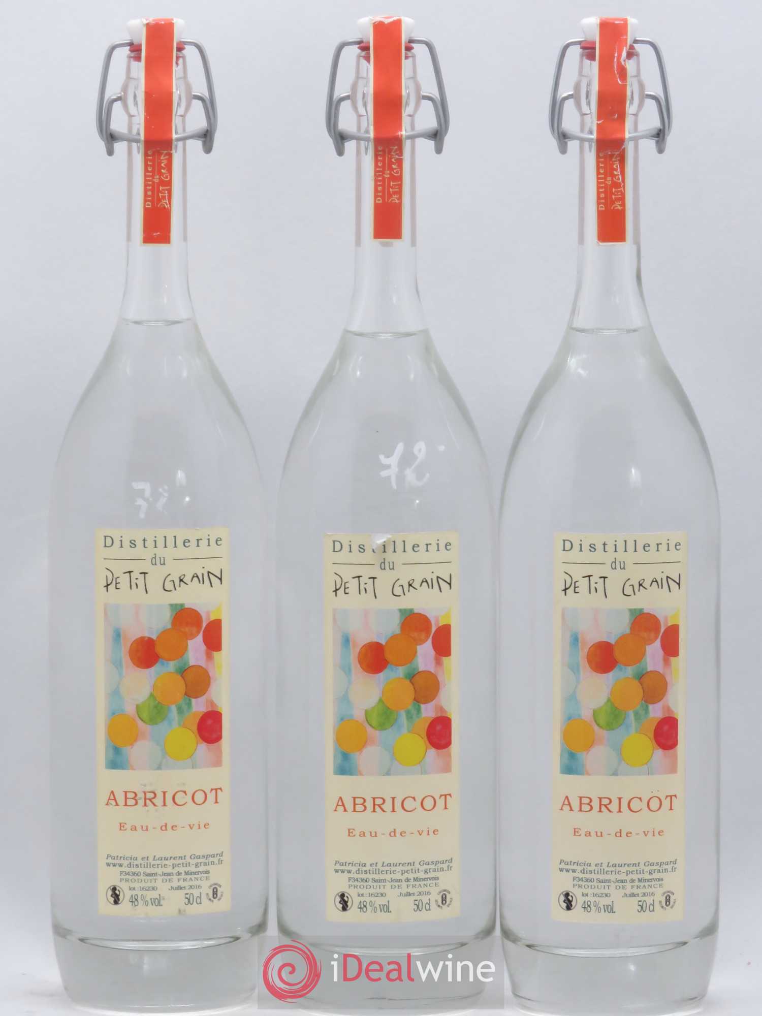 Alcools divers Abricot Distillerie du Petit Grain/50cl - Lotto di 3 bottiglie - 0