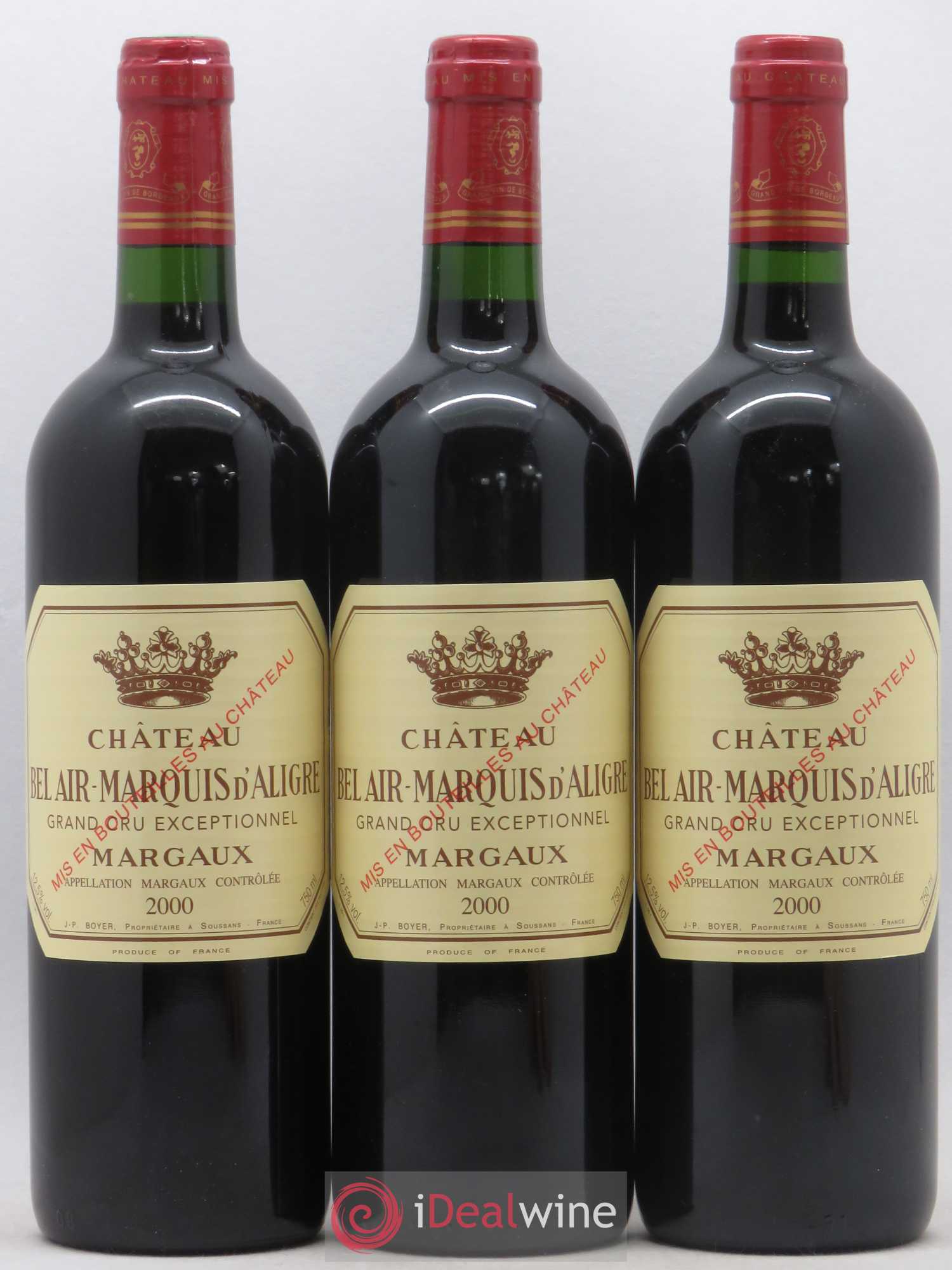 Château Bel Air Marquis d'Aligre 2000 - Lot de 3 bouteilles - 0