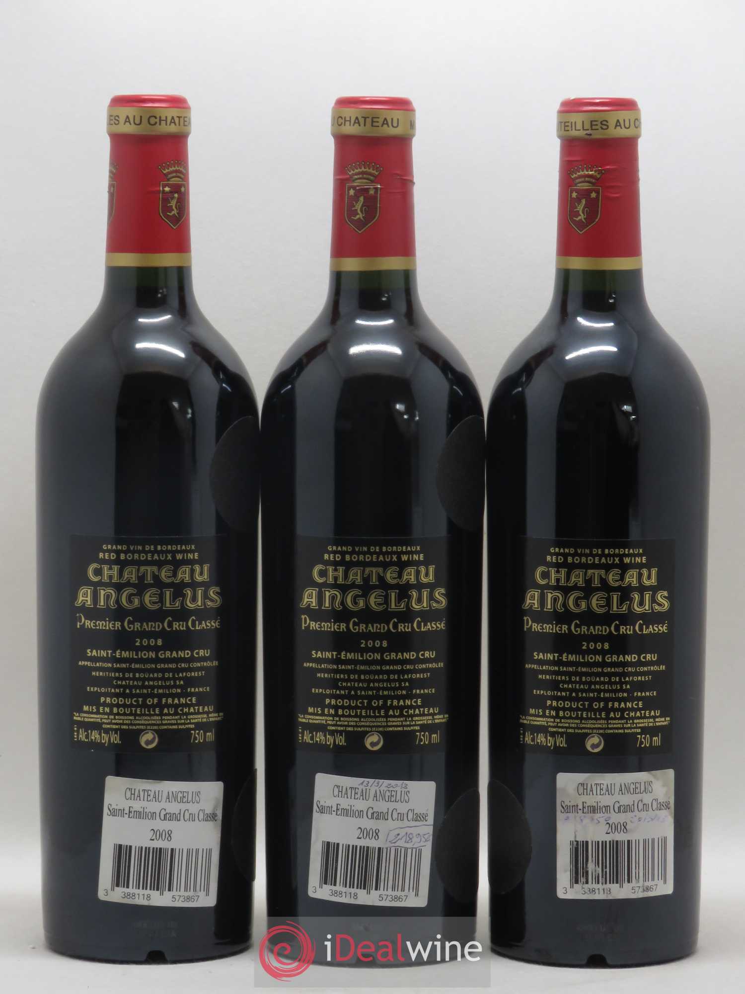 Château Angélus 1er Grand Cru Classé A 2008 - Lot de 3 bouteilles - 1