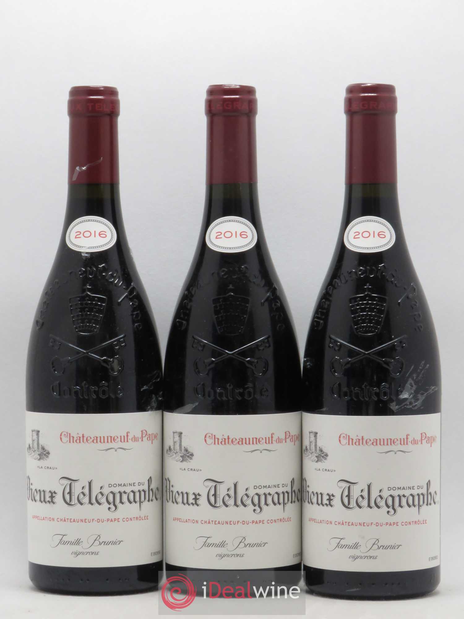 Châteauneuf-du-Pape Vieux Télégraphe (Domaine du) Vignobles Brunier 2016 - Lot de 3 bouteilles - 0