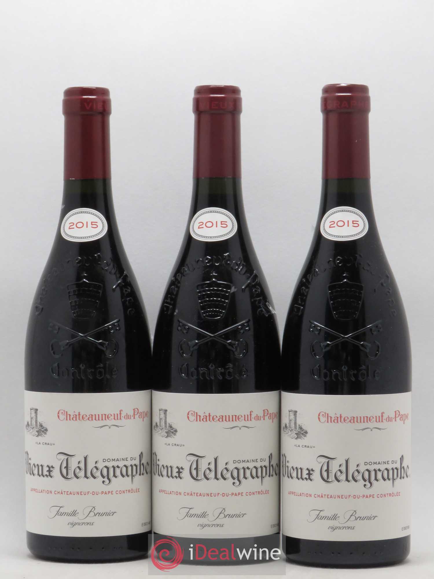 Châteauneuf-du-Pape Vieux Télégraphe (Domaine du) Vignobles Brunier 2015 - Lot de 3 bouteilles - 0