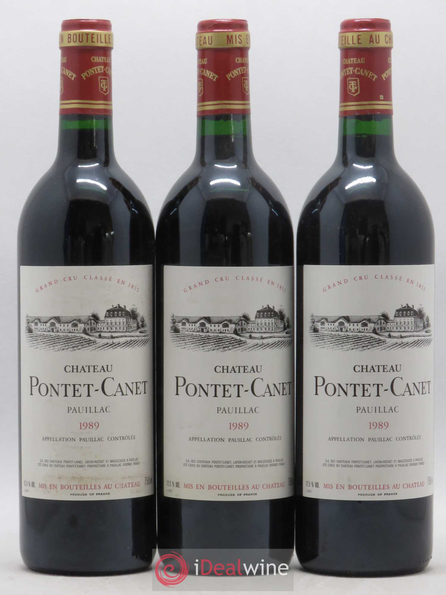 Château Pontet Canet 5ème Grand Cru Classé 1989 - Lot de 3 bouteilles - 0