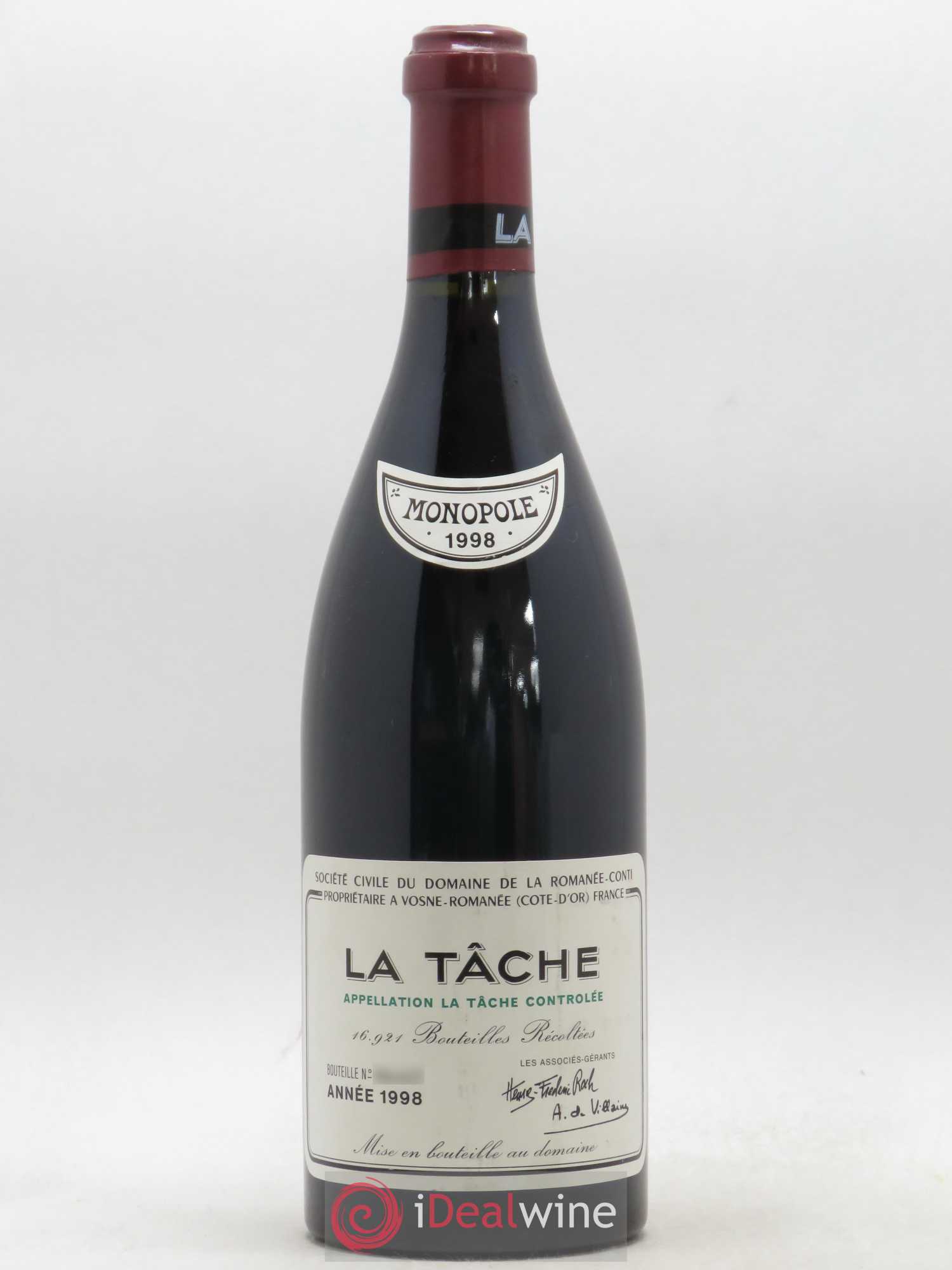 La Tâche Grand Cru Domaine de la Romanée-Conti 1998 - Lot de 1 bouteille - 0