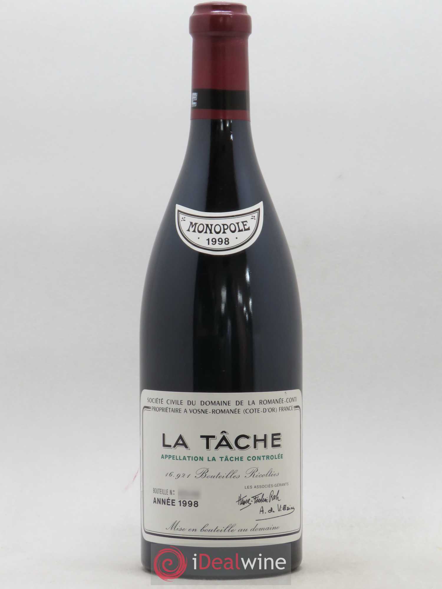 La Tâche Grand Cru Domaine de la Romanée-Conti 1998 - Lot de 1 bouteille - 0