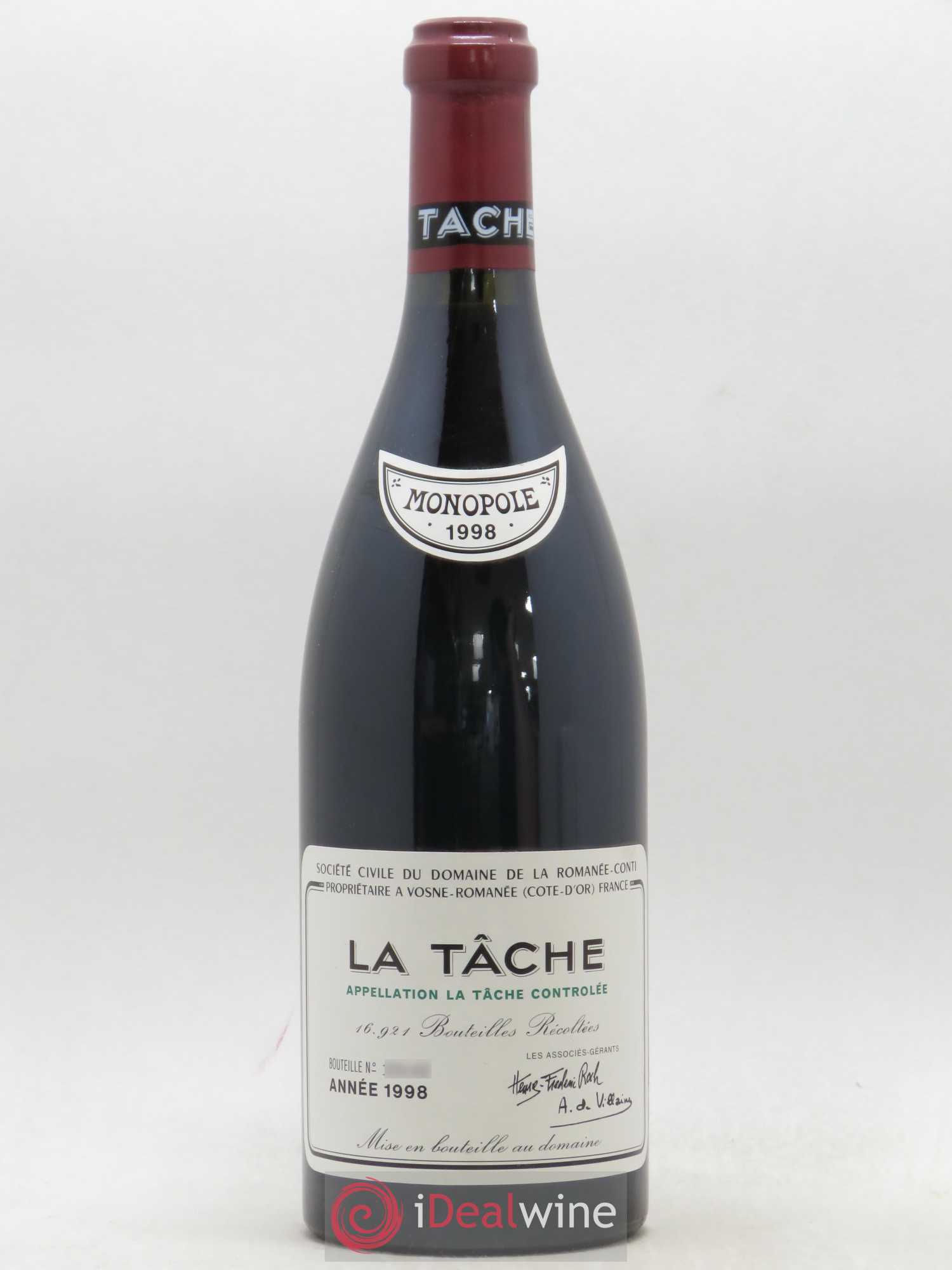 La Tâche Grand Cru Domaine de la Romanée-Conti 1998 - Lot de 1 bouteille - 0