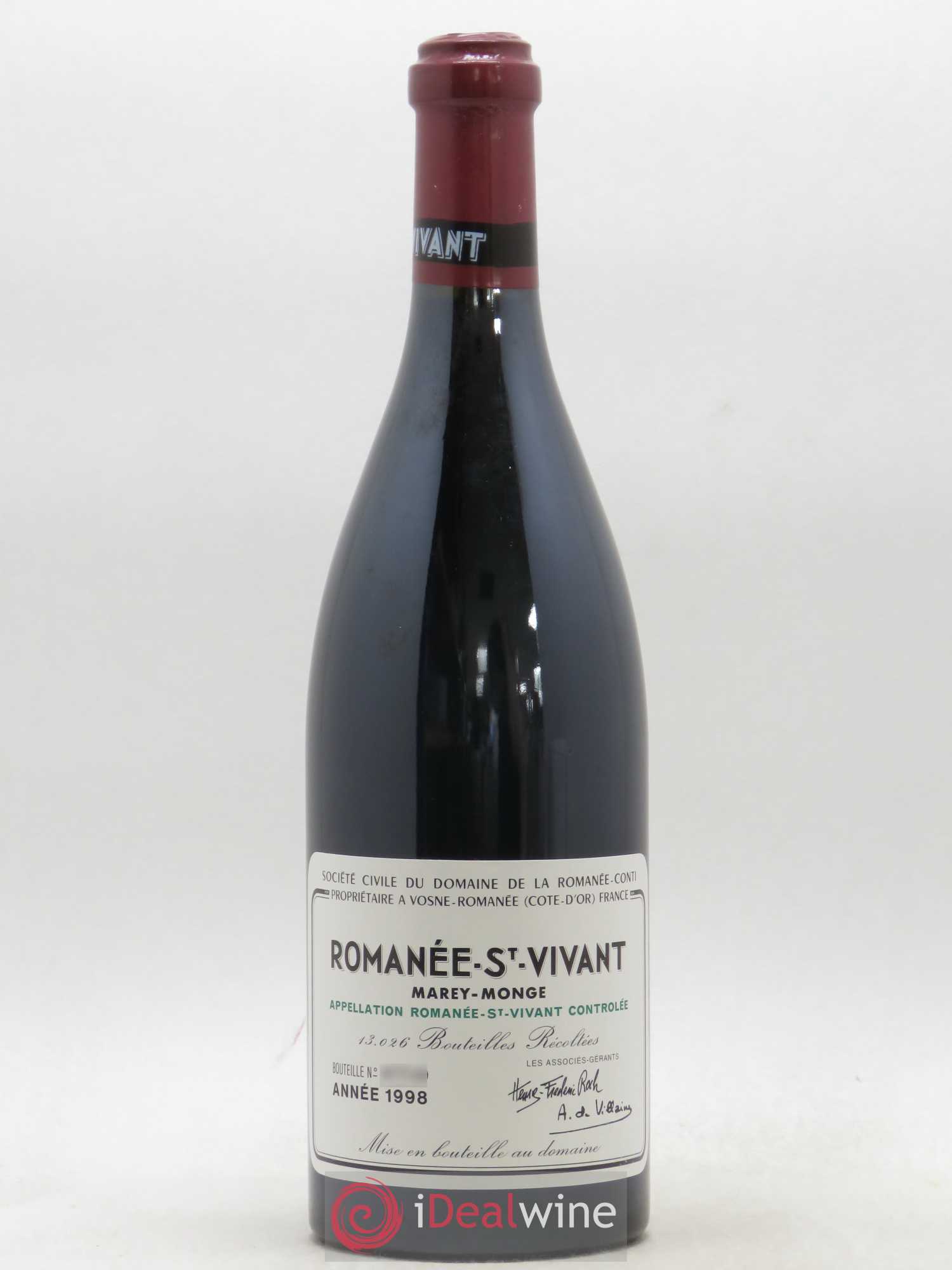 Romanée-Saint-Vivant Grand Cru Domaine de la Romanée-Conti 1998 - Lot de 1 bouteille - 0