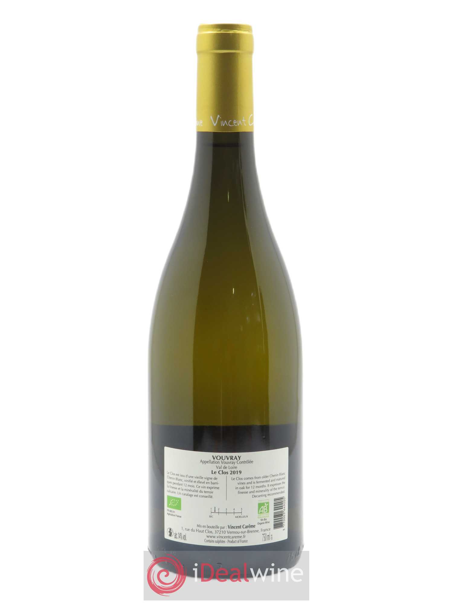 Vouvray Sec Le Clos Vincent Carême (Domaine) 2019 - Lot de 1 bouteille - 1