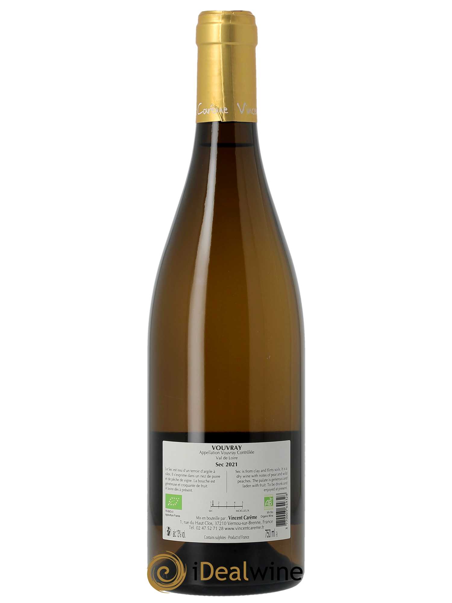 Vouvray Sec Domaine Vincent Carême 2021 - Lot de 1 bouteille - 1