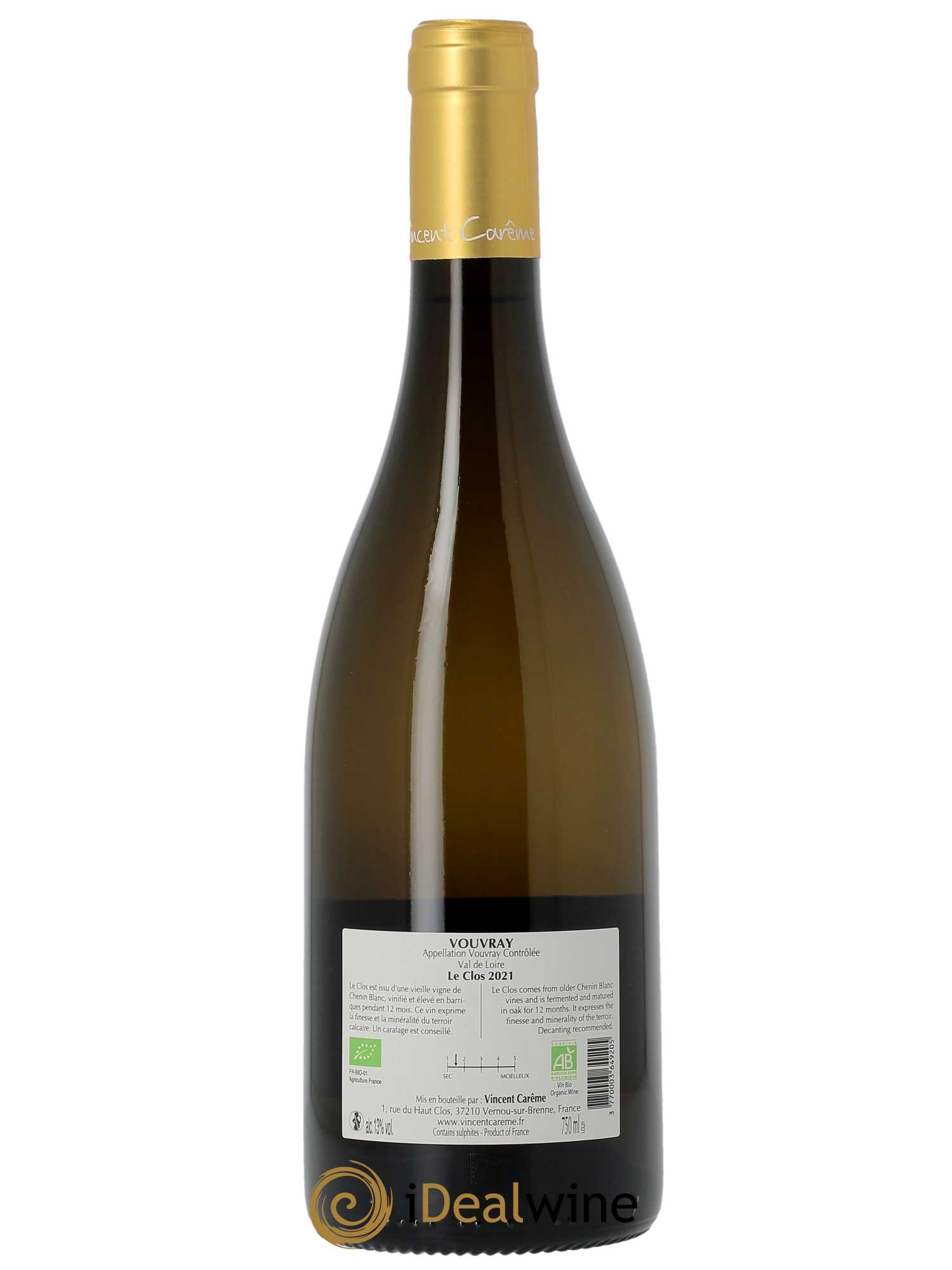 Vouvray Sec Le Clos Vincent Carême (Domaine) 2021 - Lot of 1 bottle - 1