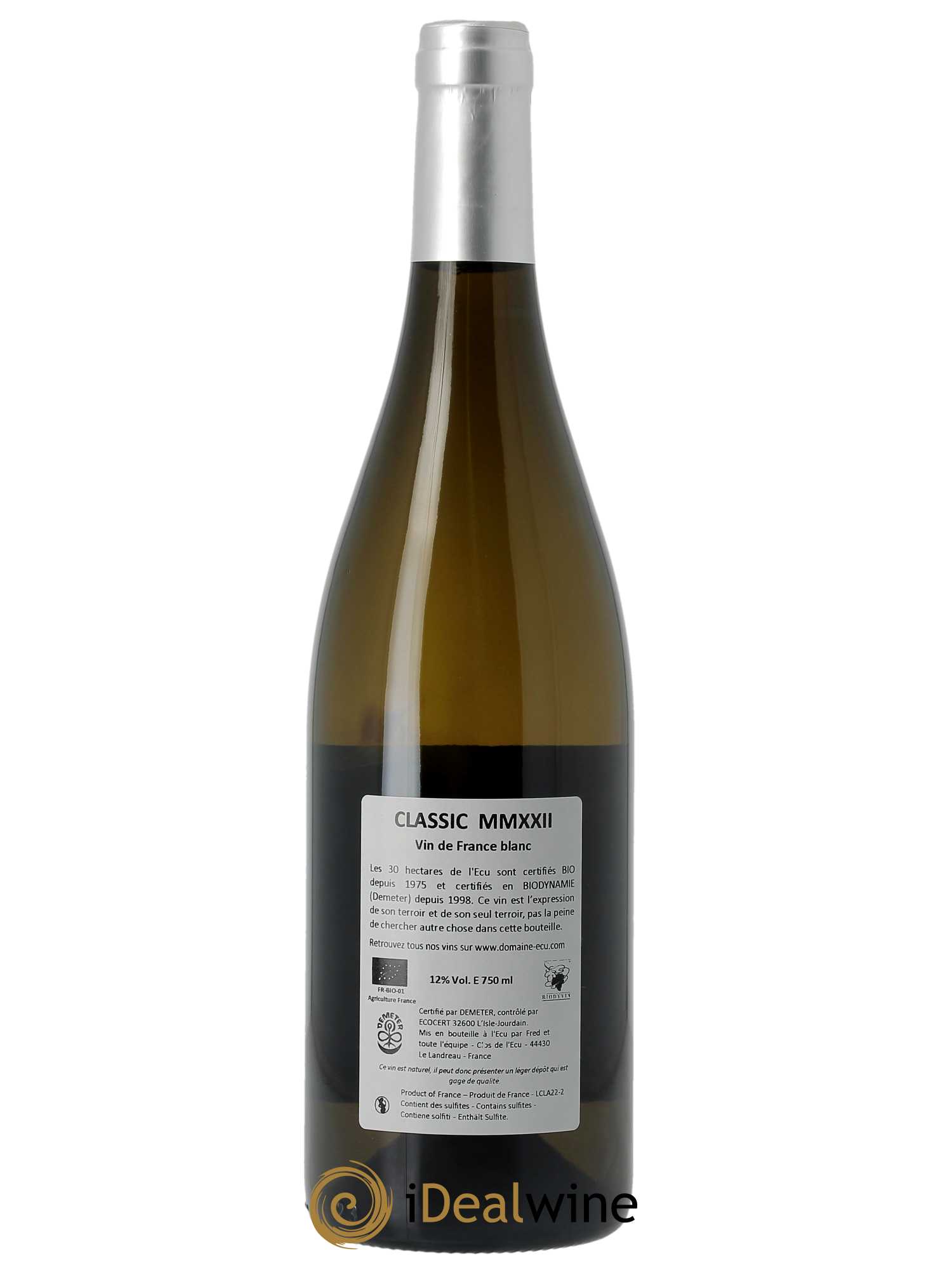 Vin de France (anciennement Muscadet-Sèvre-et-Maine) Classic Domaine de L'Ecu  2022 - Lot de 1 bouteille - 1