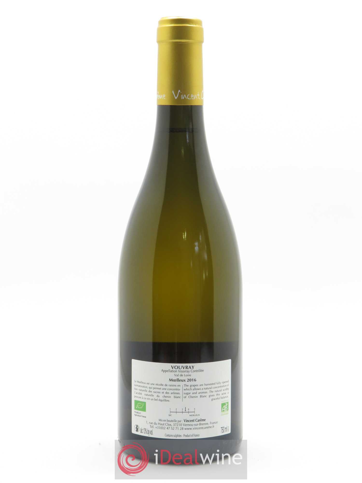 Vouvray Moelleux Domaine Vincent Carême 2016 - Lot de 1 bouteille - 1