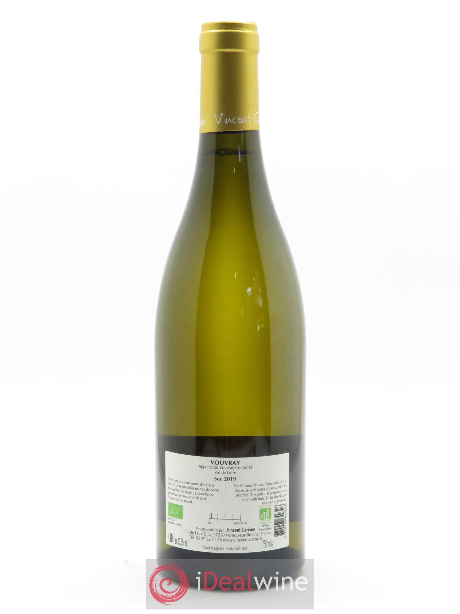 Vouvray Sec Domaine Vincent Carême 2019 - Lot de 1 bouteille - 1