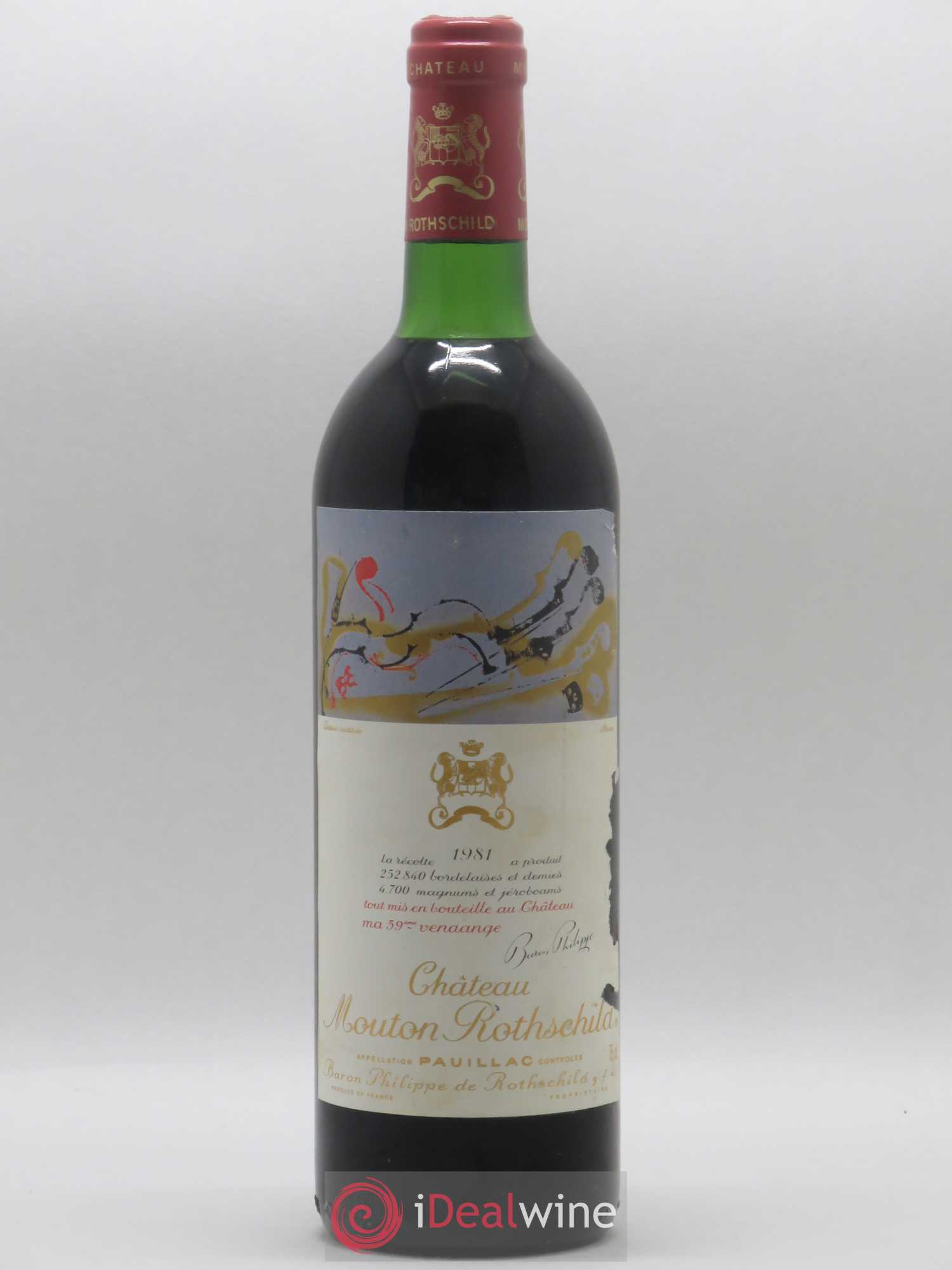 Château Mouton Rothschild 1er Grand Cru Classé 1981 - Lot de 1 bouteille - 0
