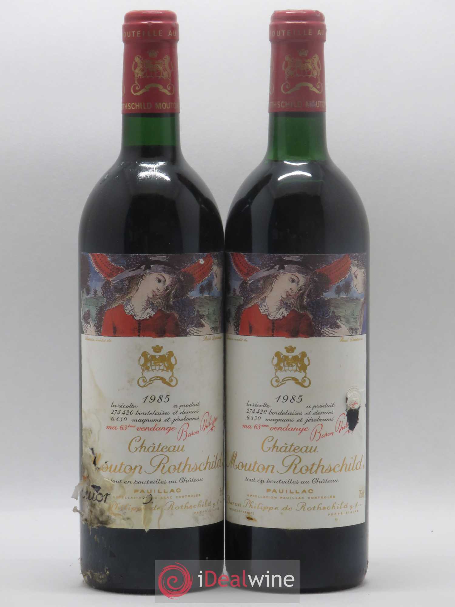 Château Mouton Rothschild 1er Grand Cru Classé 1985 - Lot de 2 bouteilles - 0
