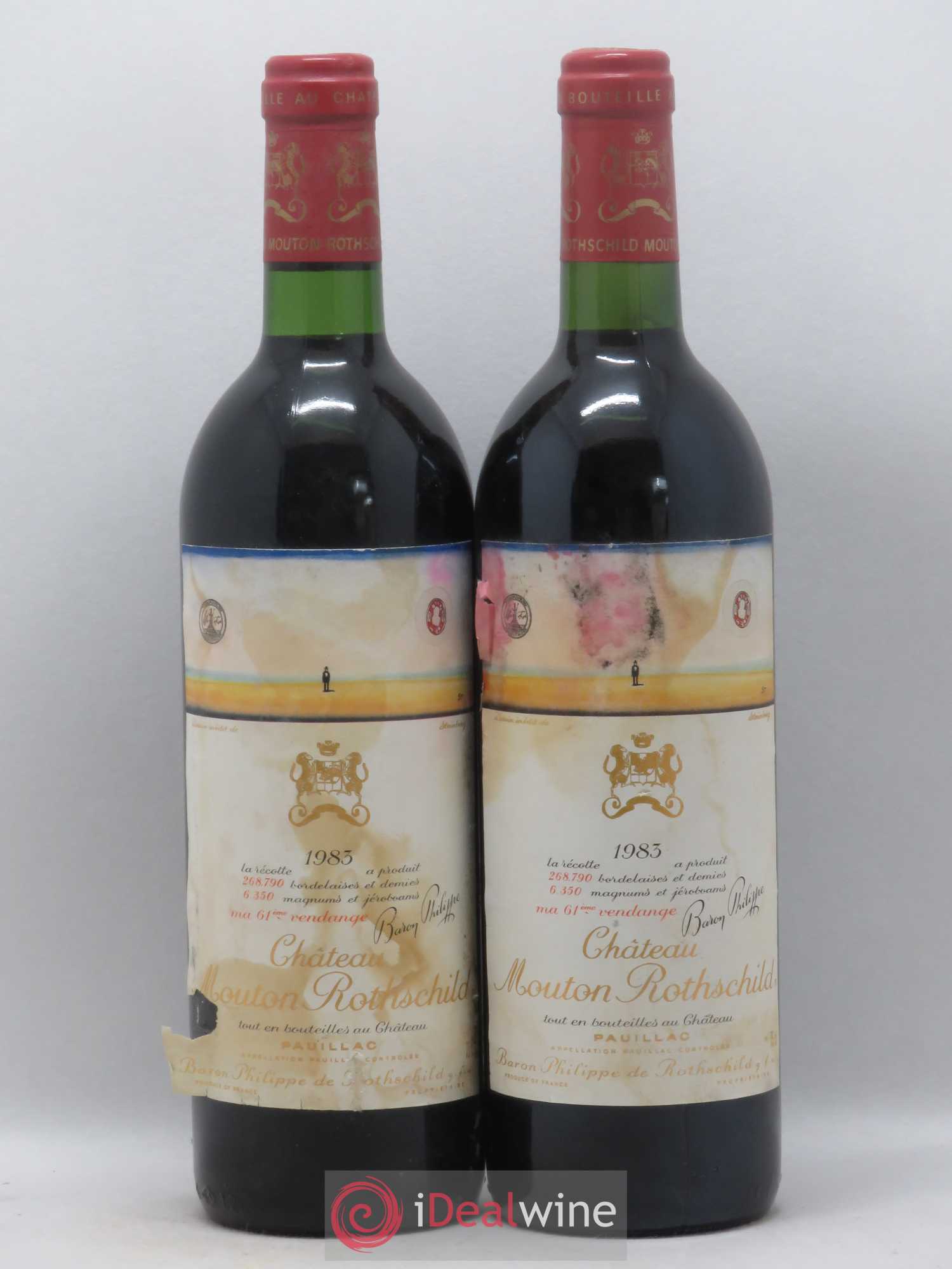 Château Mouton Rothschild 1er Grand Cru Classé 1983 - Lot de 2 bouteilles - 0