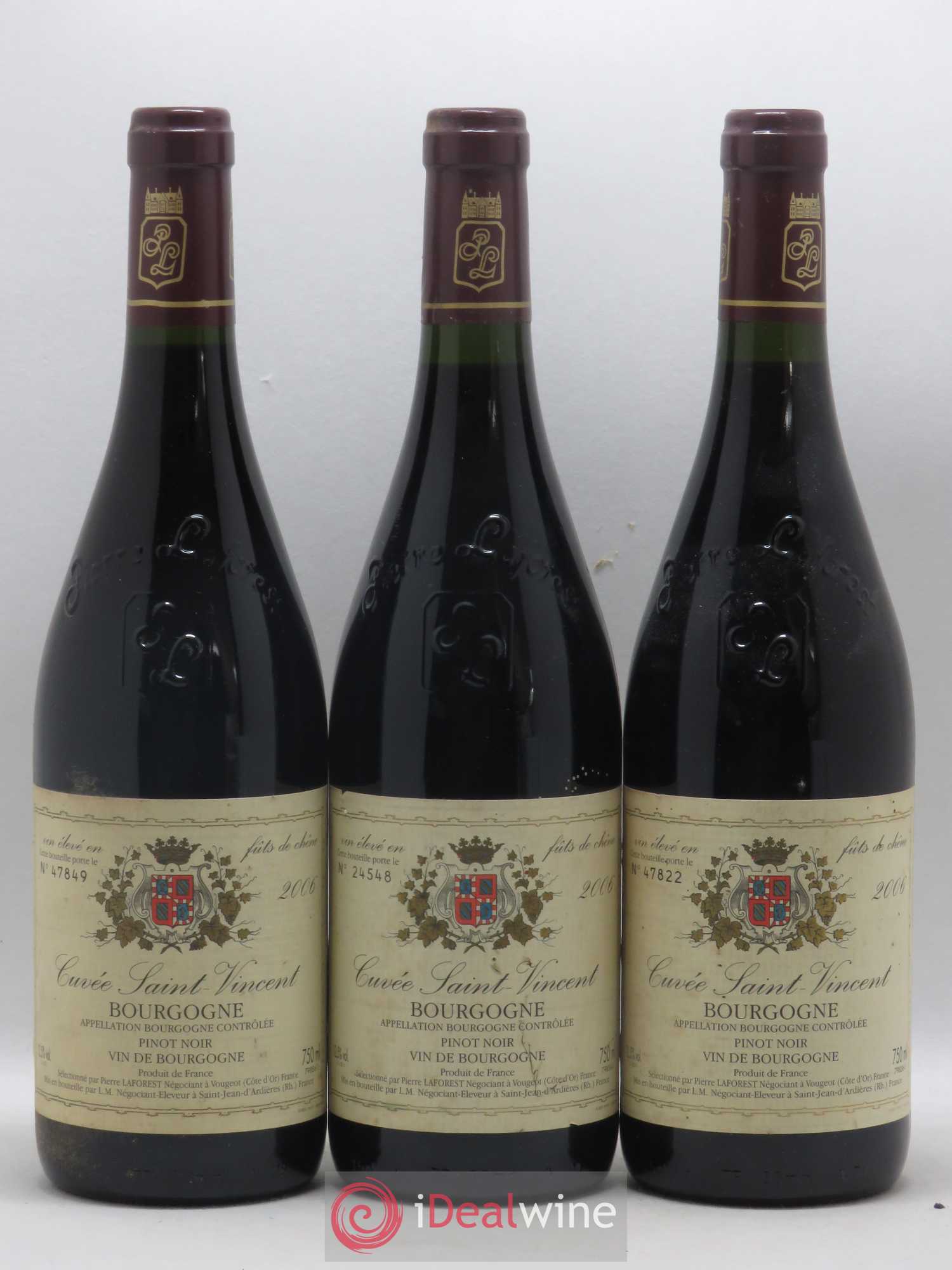 Bourgogne Pinot Noir Cuvée Saint Vincent Laforest (sans prix de réserve) 2006 - Posten von 3 Flaschen - 0