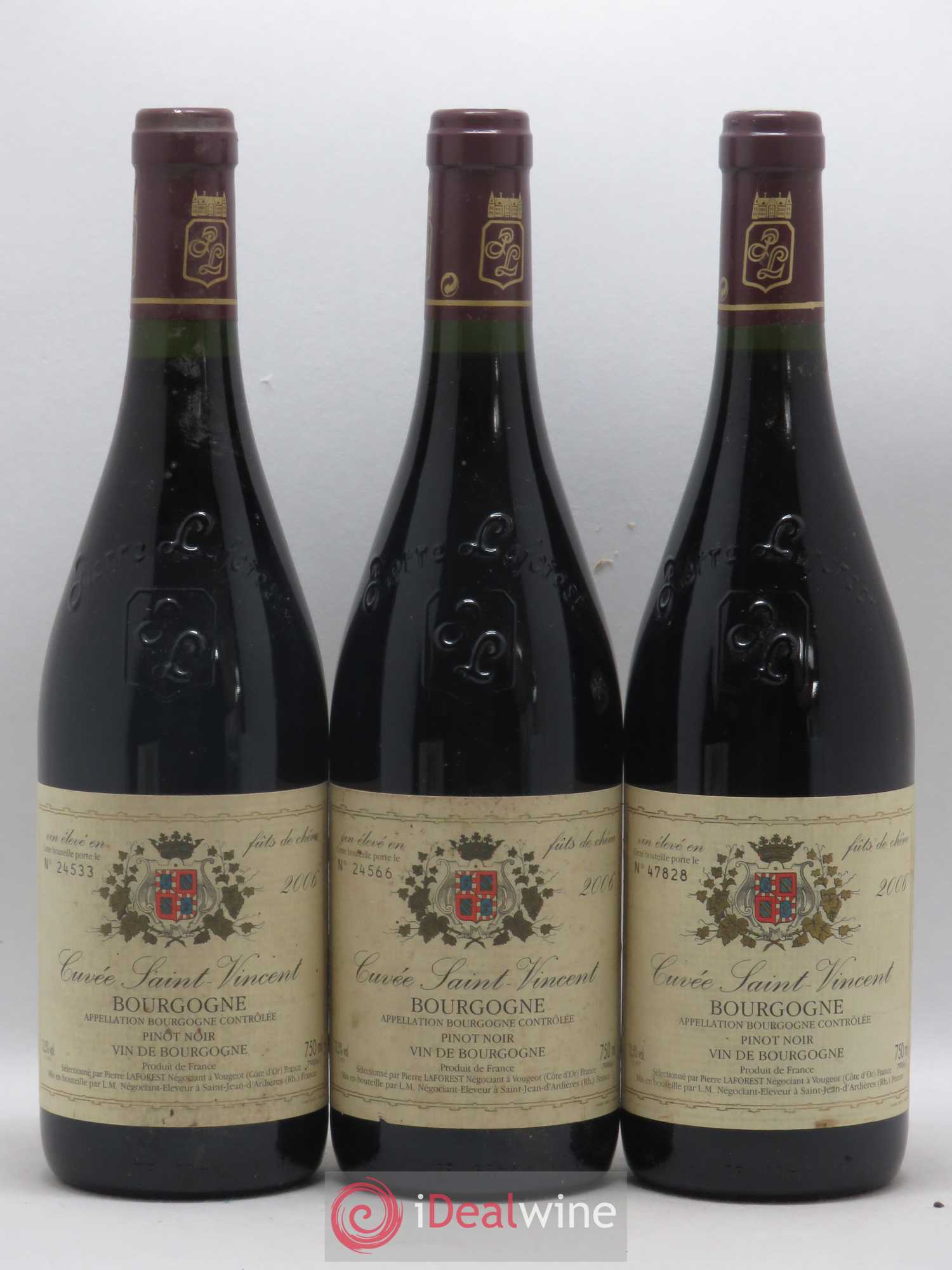 Bourgogne Pinot Noir Cuvée Saint Vincent Laforest (sans prix de réserve) 2006 - Posten von 3 Flaschen - 0