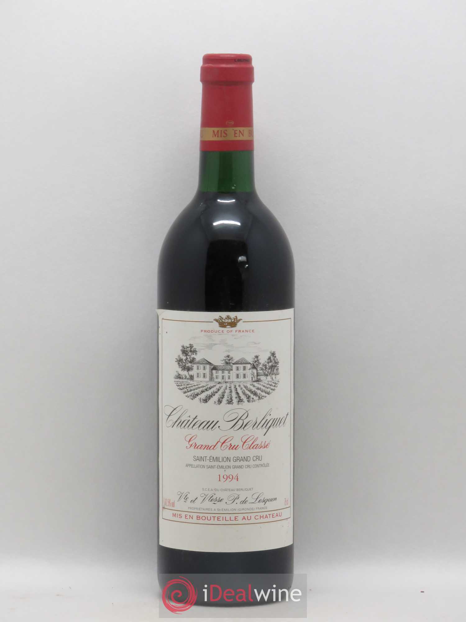 Château Berliquet Grand Cru Classé 1994 - Lot de 1 bouteille - 0