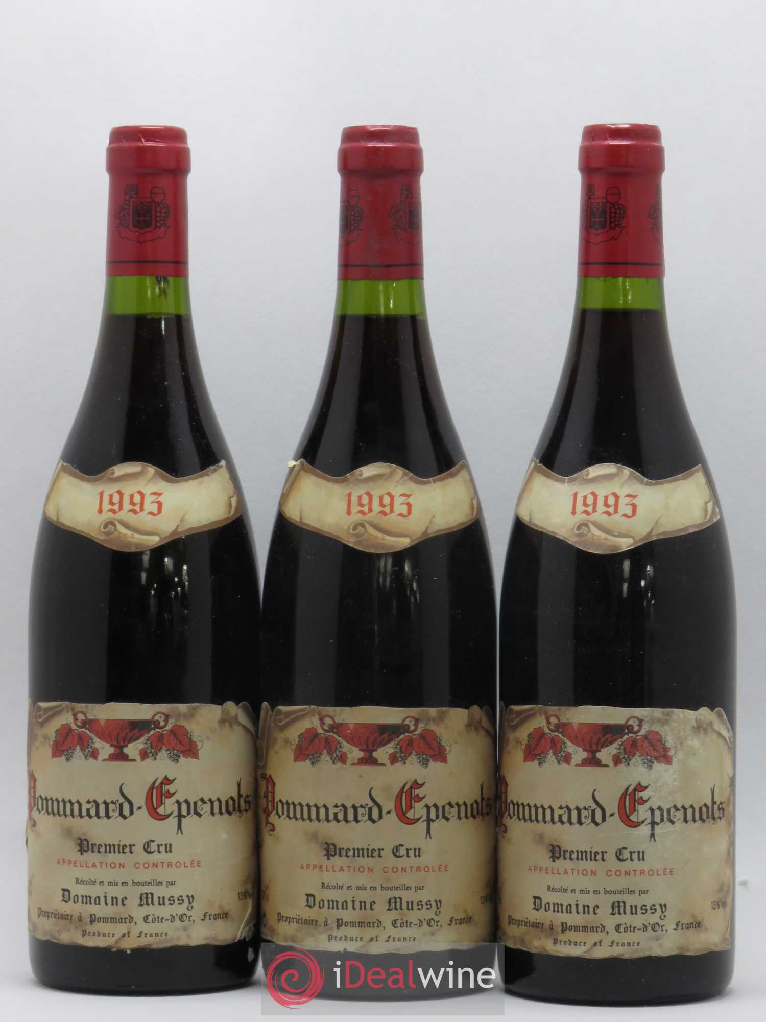 Pommard 1er Cru Epenots Domaine Mussy 1993 - Lot de 3 bouteilles - 0