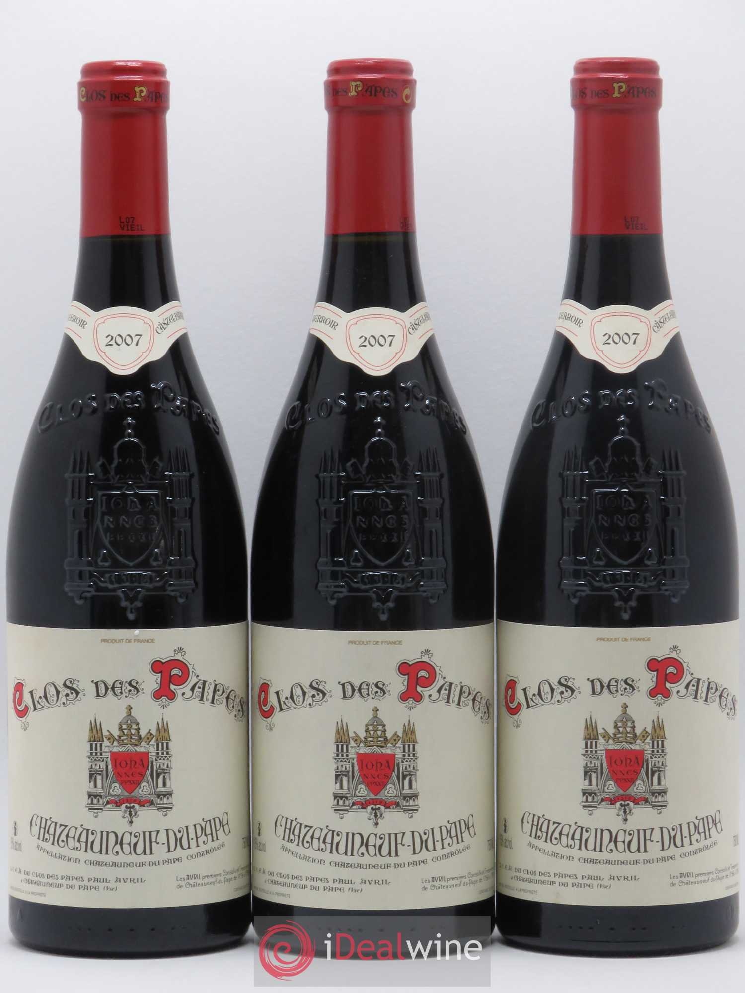 Châteauneuf-du-Pape Clos des Papes - Paul Avril 2007 - Lot de 3 bouteilles - 0