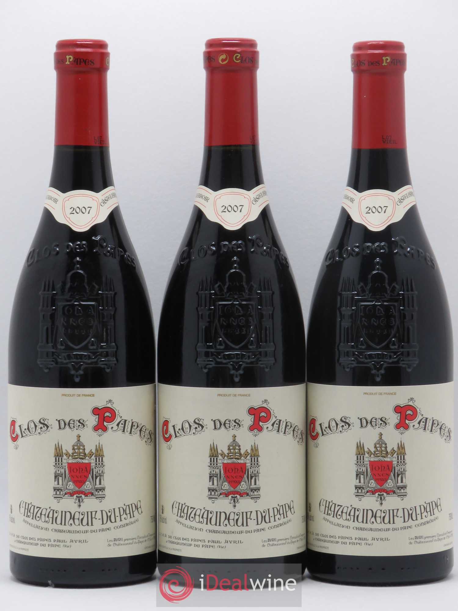 Châteauneuf-du-Pape Clos des Papes - Paul Avril 2007 - Lot de 3 bouteilles - 0