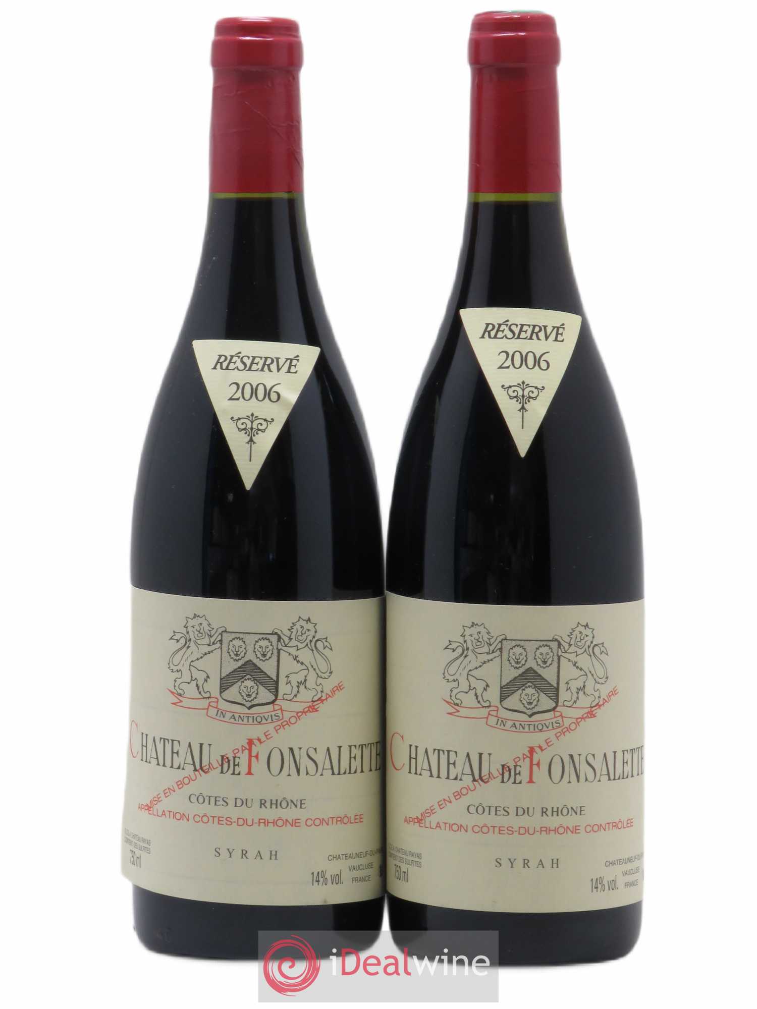 Côtes-du-Rhône Cuvée Syrah Château de Fonsalette 2006 - Lot de 2 bouteilles - 0