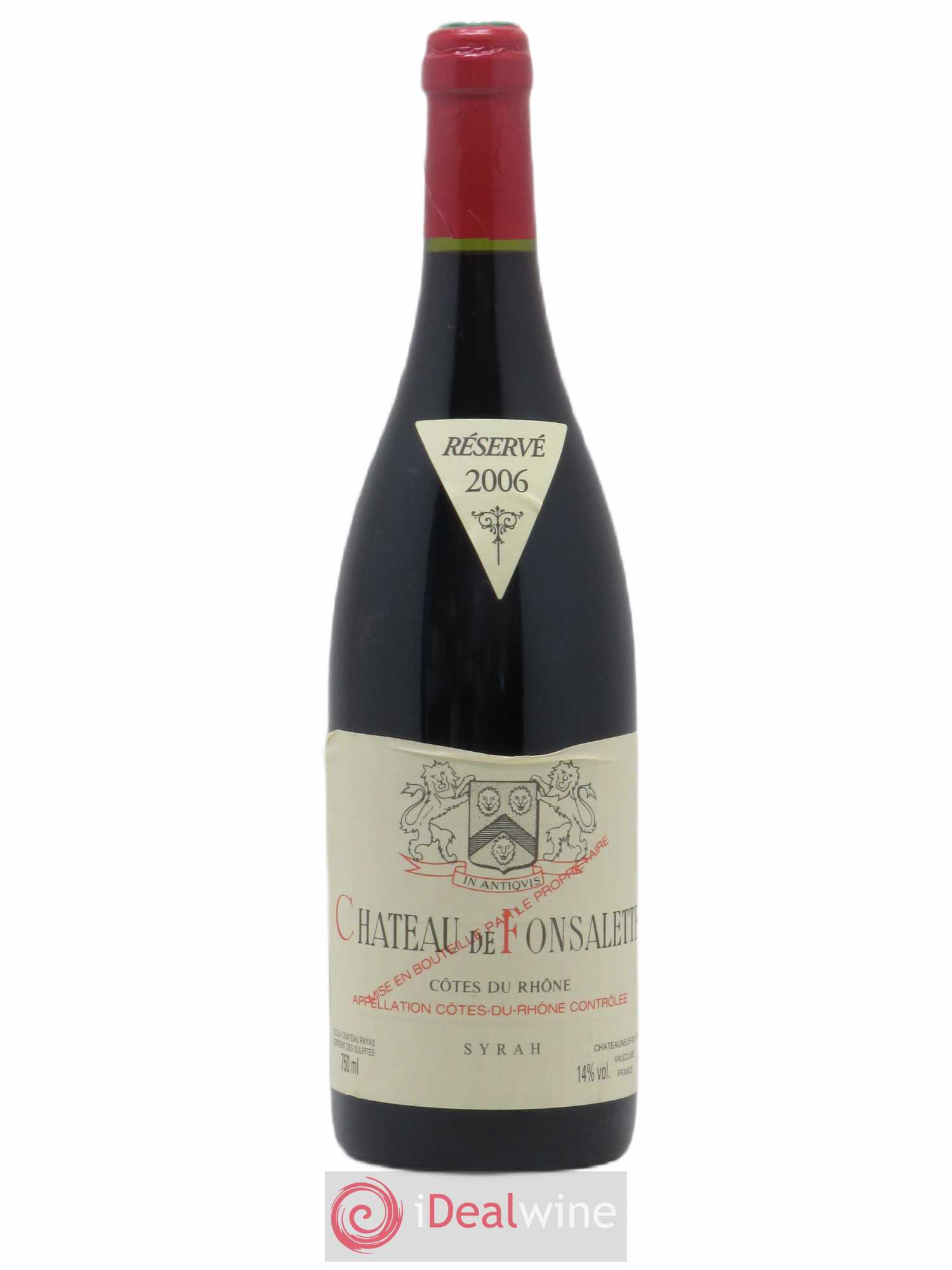 Côtes-du-Rhône Cuvée Syrah Château de Fonsalette 2006 - Lot de 1 bouteille - 0