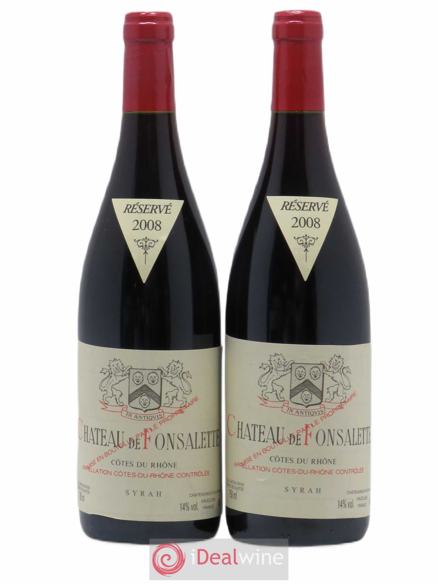 Côtes-du-Rhône Cuvée Syrah Château de Fonsalette 2008 - Lot de 2 bouteilles - 0