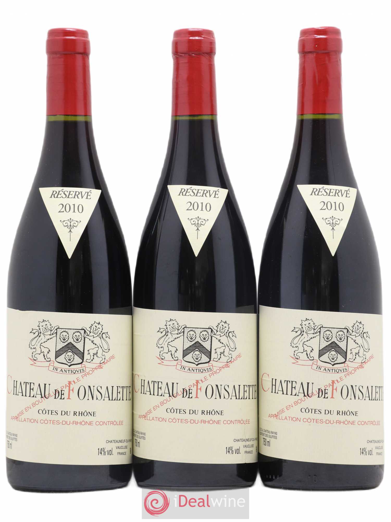 Côtes-du-Rhône Château de Fonsalette Emmanuel Reynaud 2010 - Lot de 3 bouteilles - 0