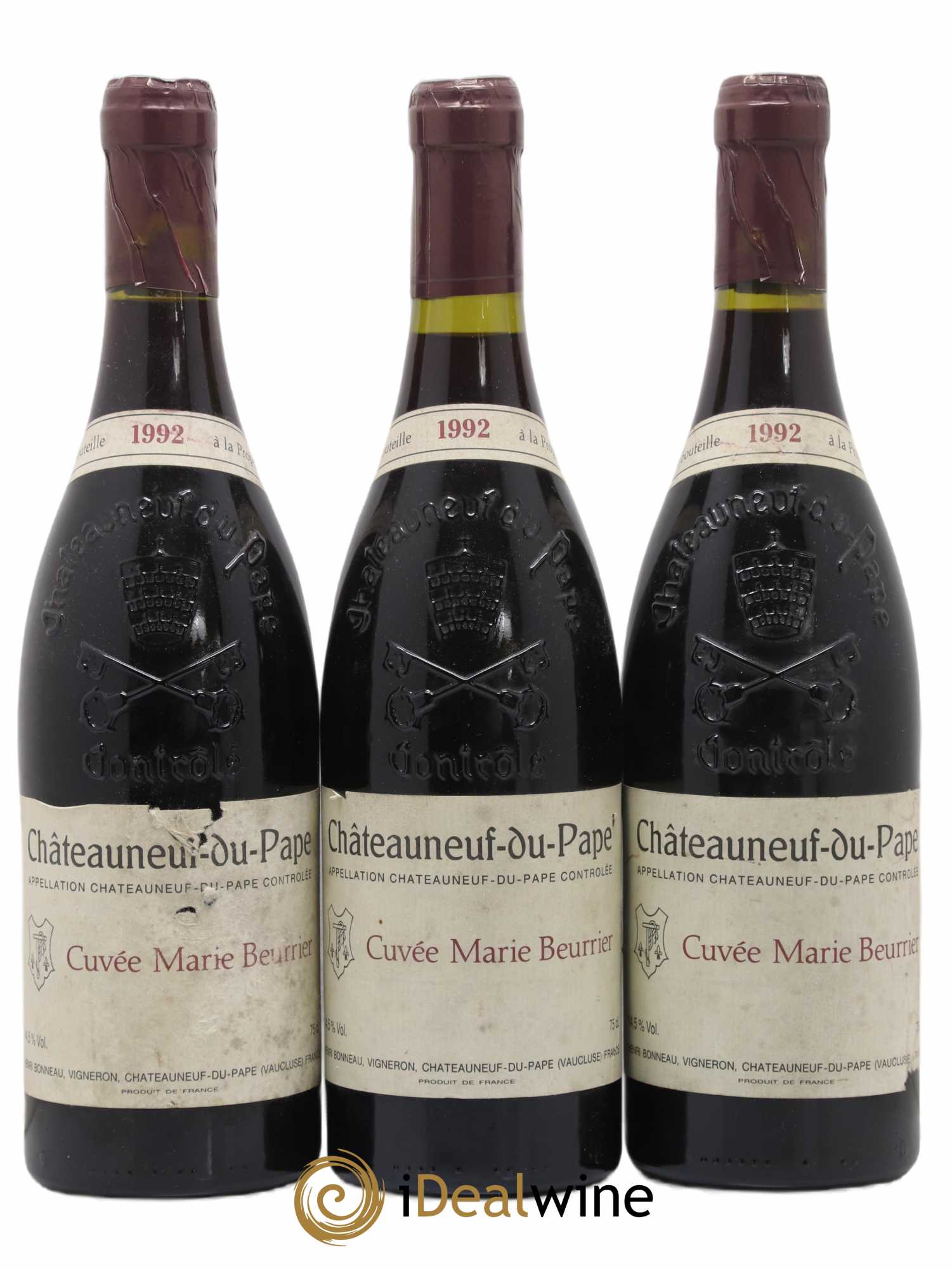 Châteauneuf-du-Pape Marie Beurrier Henri Bonneau & Fils 1992 - Lot de 3 bouteilles - 0