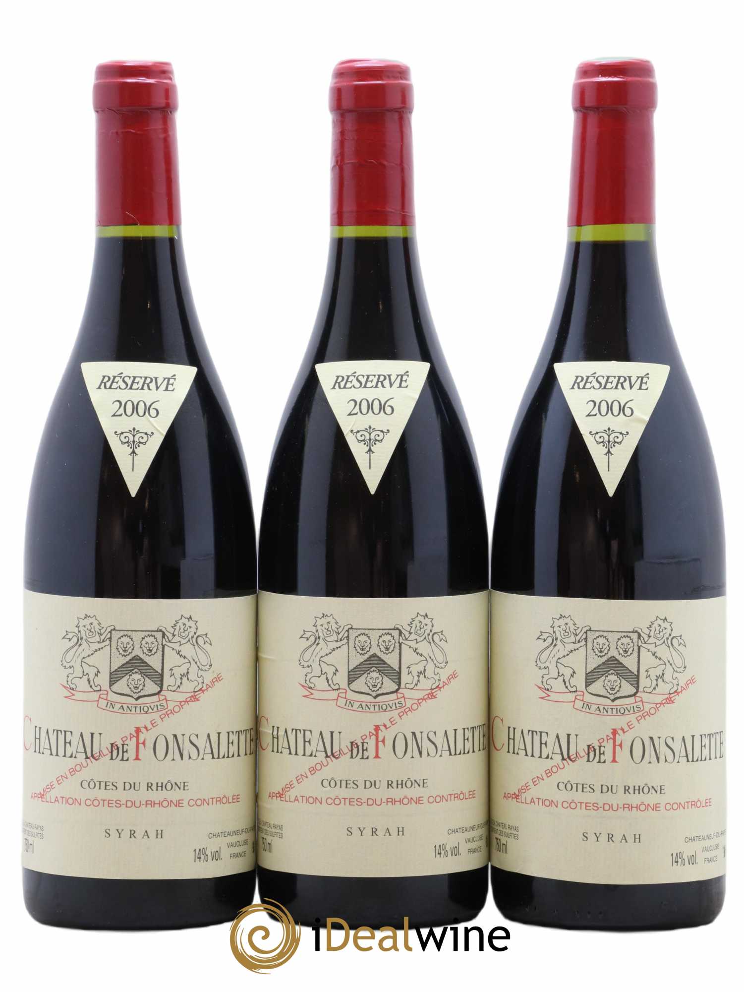 Côtes-du-Rhône Cuvée Syrah Château de Fonsalette 2006 - Lot of 3 bottles - 0