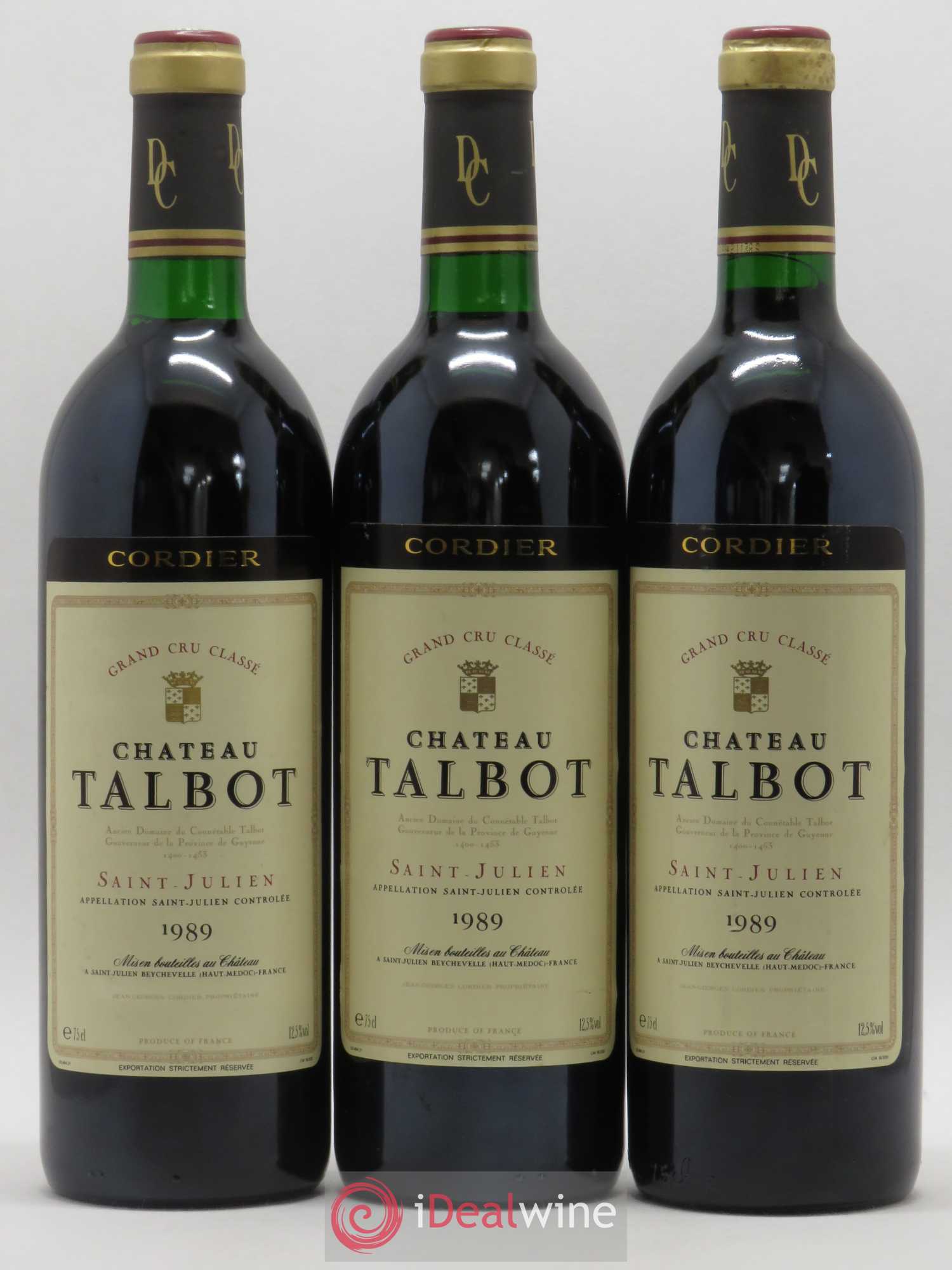 Château Talbot 4ème Grand Cru Classé 1989 - Lot de 3 bouteilles - 0