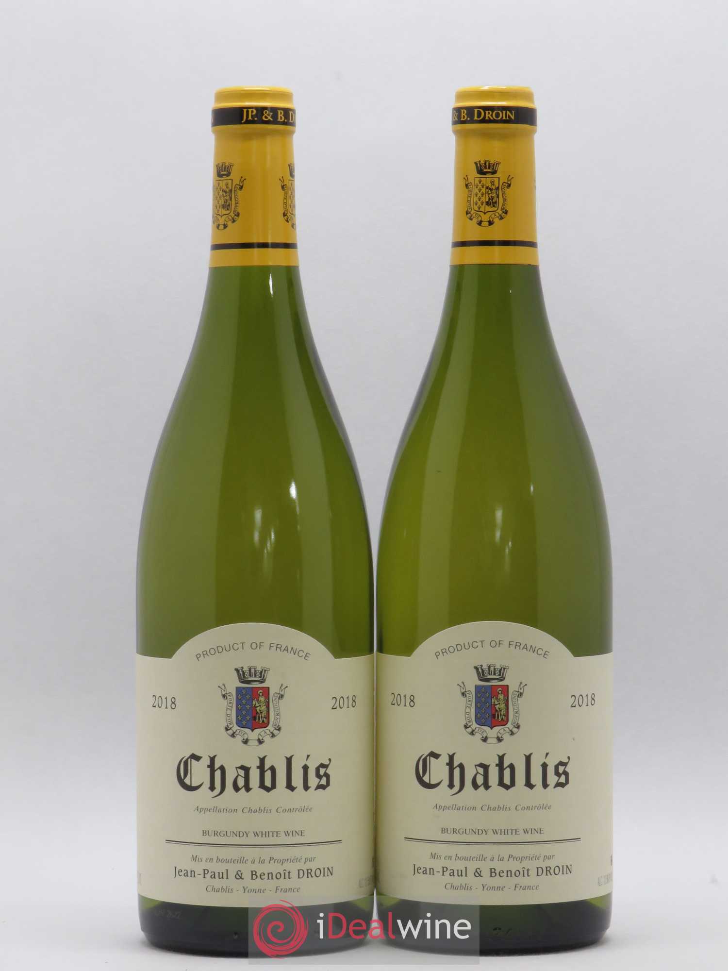 Chablis Jean-Paul & Benoît Droin (Domaine) (sans prix de réserve) 2018 - Lot de 2 bouteilles - 0