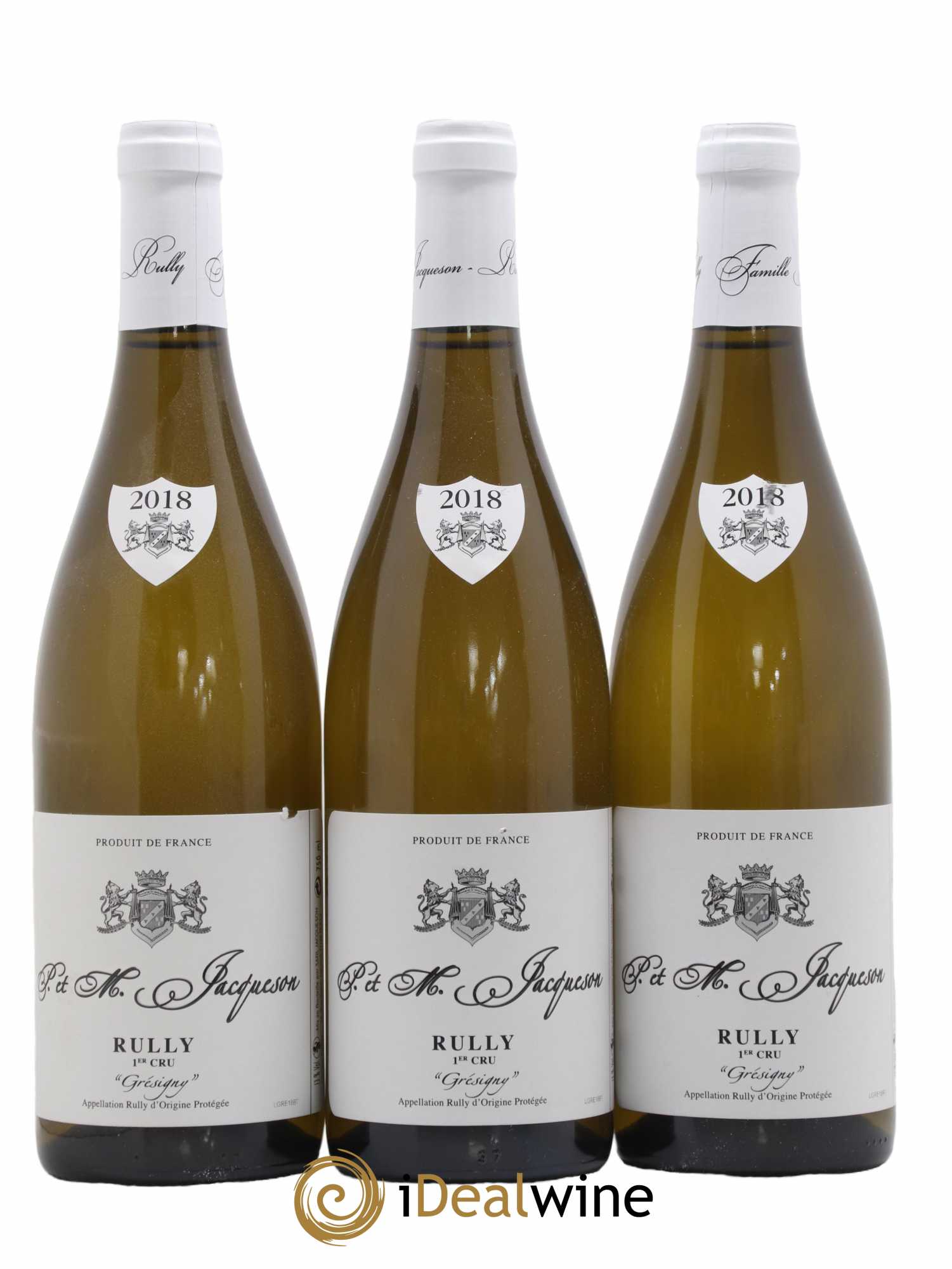 Rully 1er Cru Grésigny Paul & Marie Jacqueson 2018 - Lot de 3 bouteilles - 0