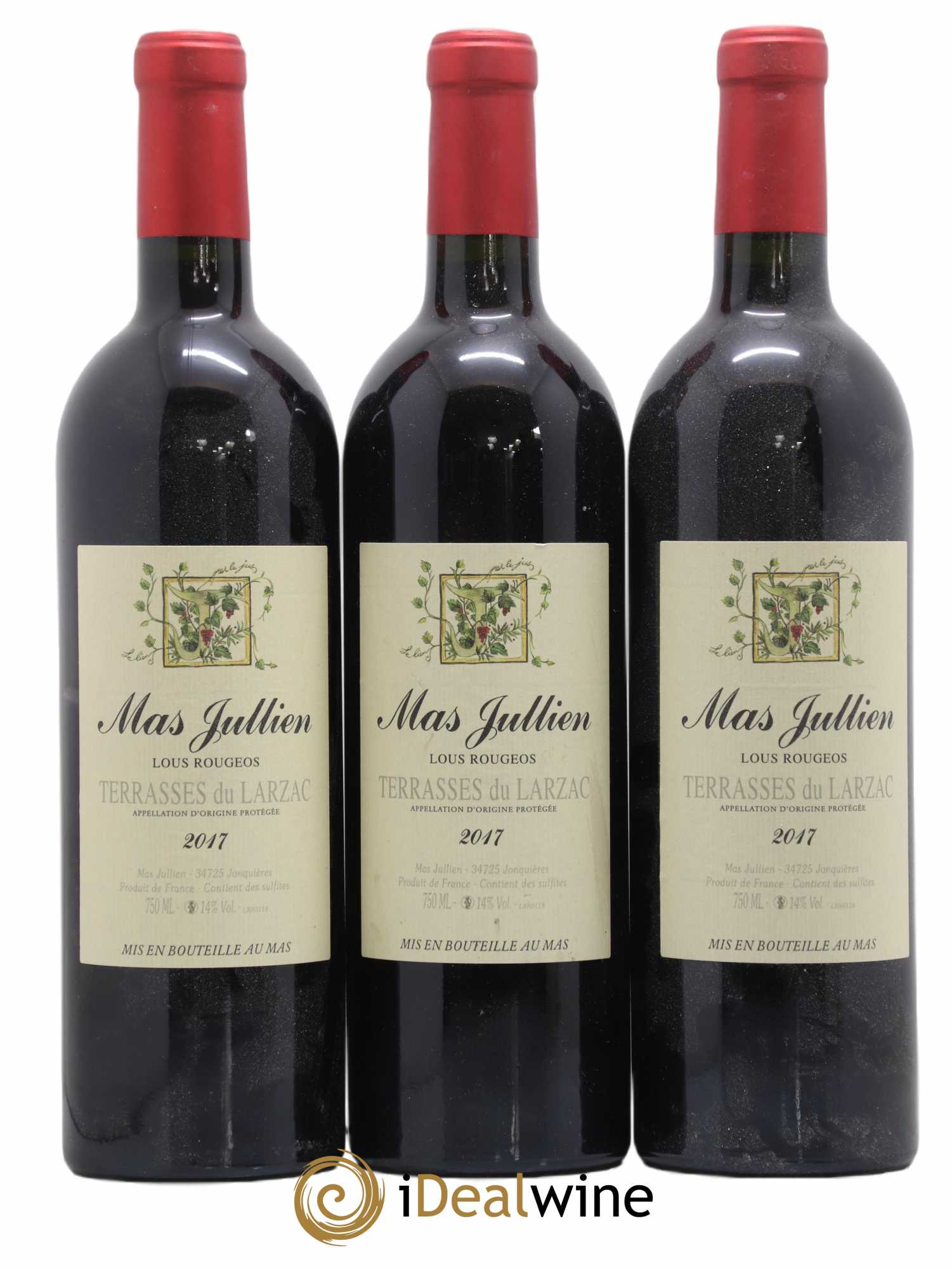 Terrasses du Larzac Mas Jullien Lous Rougeos Olivier Jullien 2017 - Lot de 3 bouteilles - 0