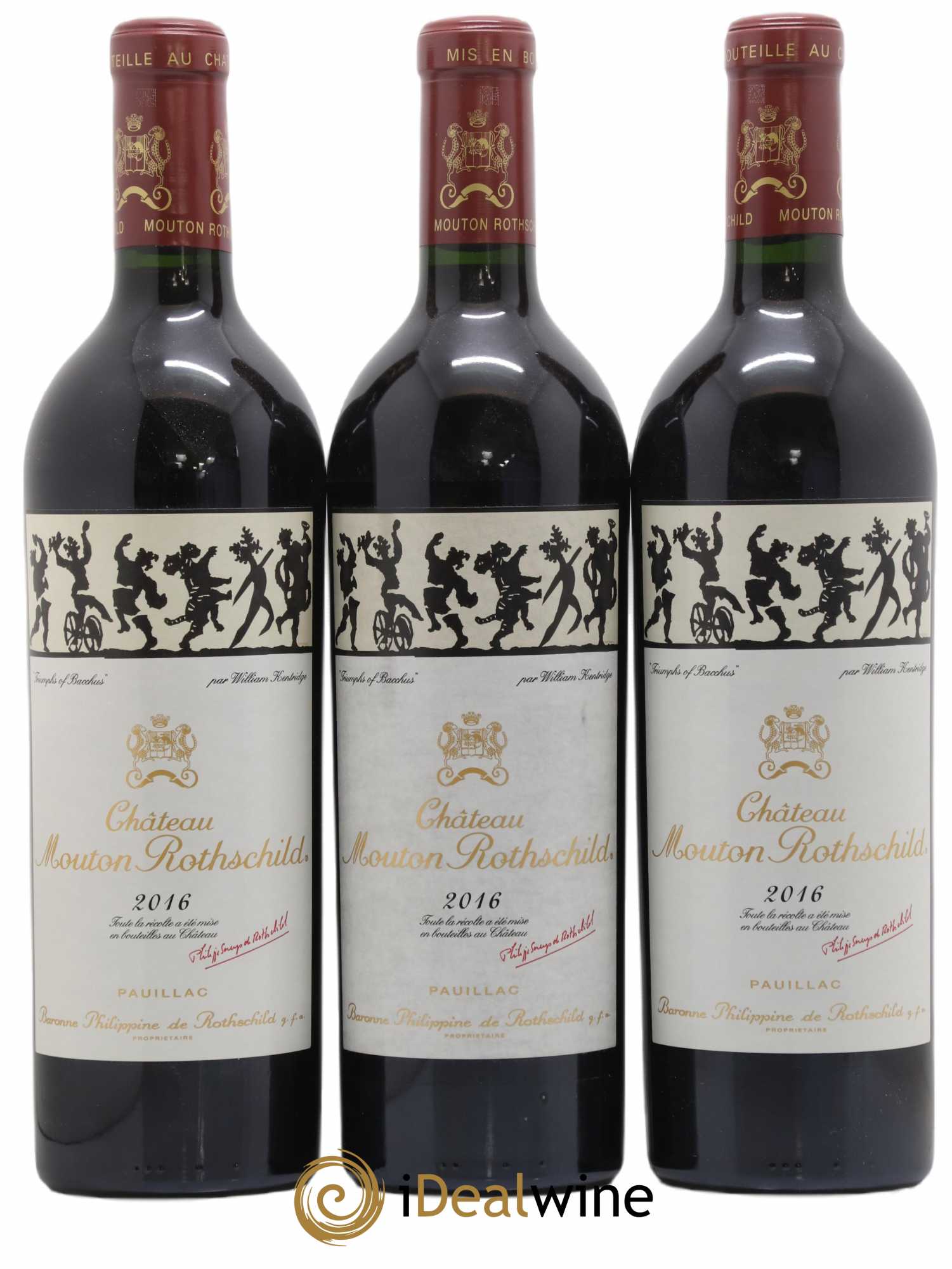 Château Mouton Rothschild 1er Grand Cru Classé 2016 - Lot de 3 bouteilles - 0