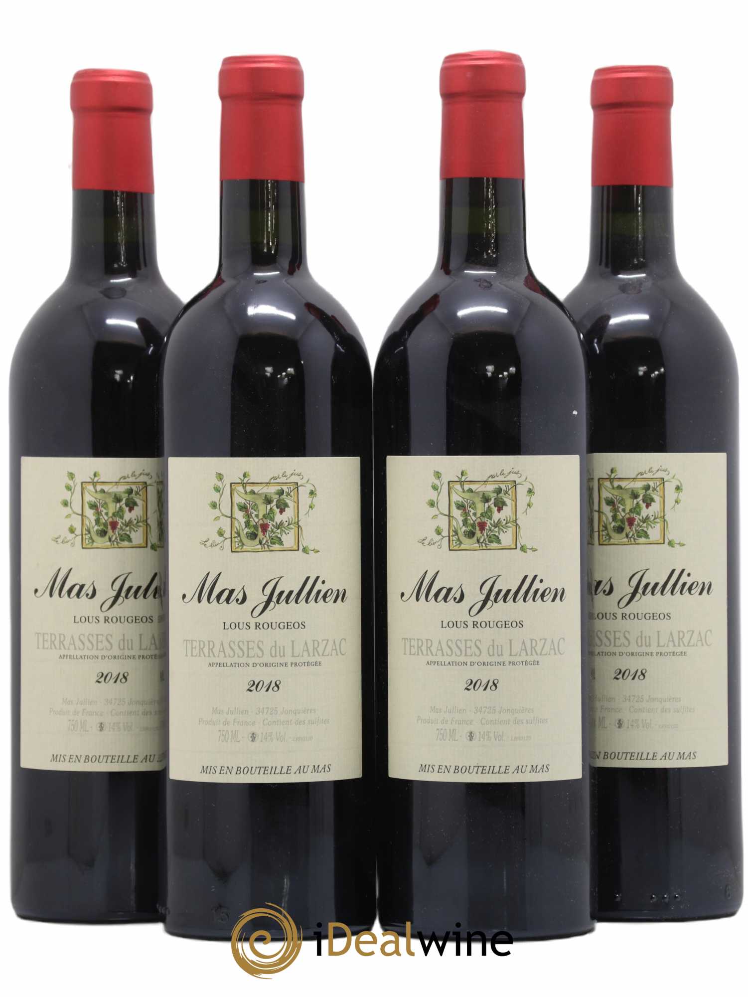 Terrasses du Larzac Mas Jullien Lous Rougeos Olivier Jullien 2018 - Lot de 4 bouteilles - 0