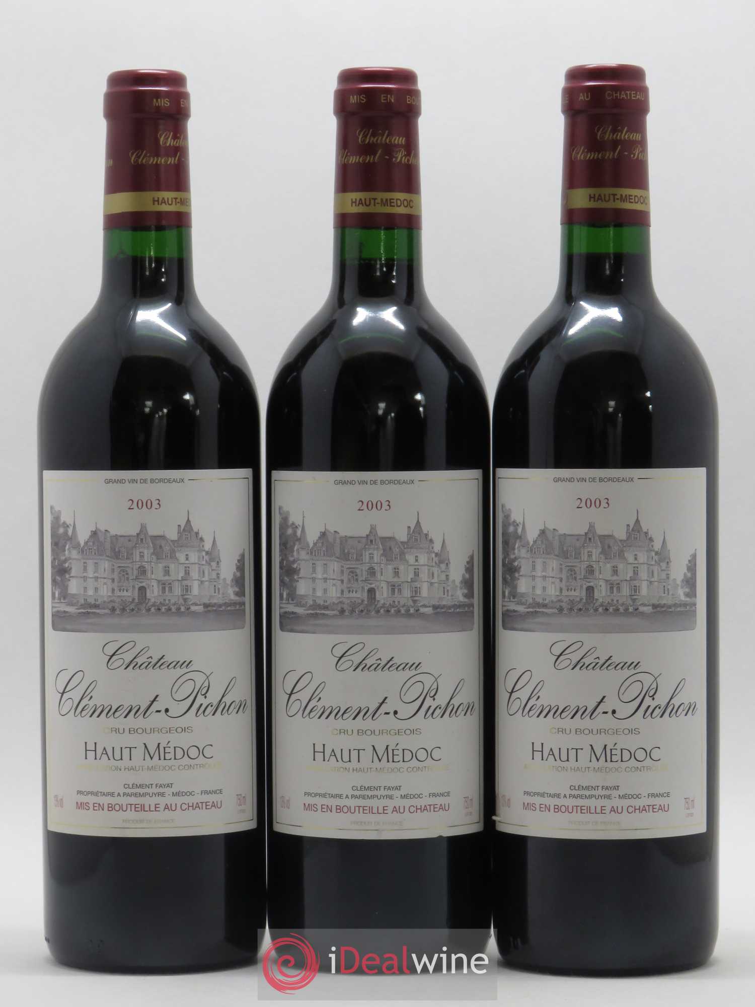 Château Clément-Pichon Cru Bourgeois 2003 - Lot de 3 bouteilles - 0