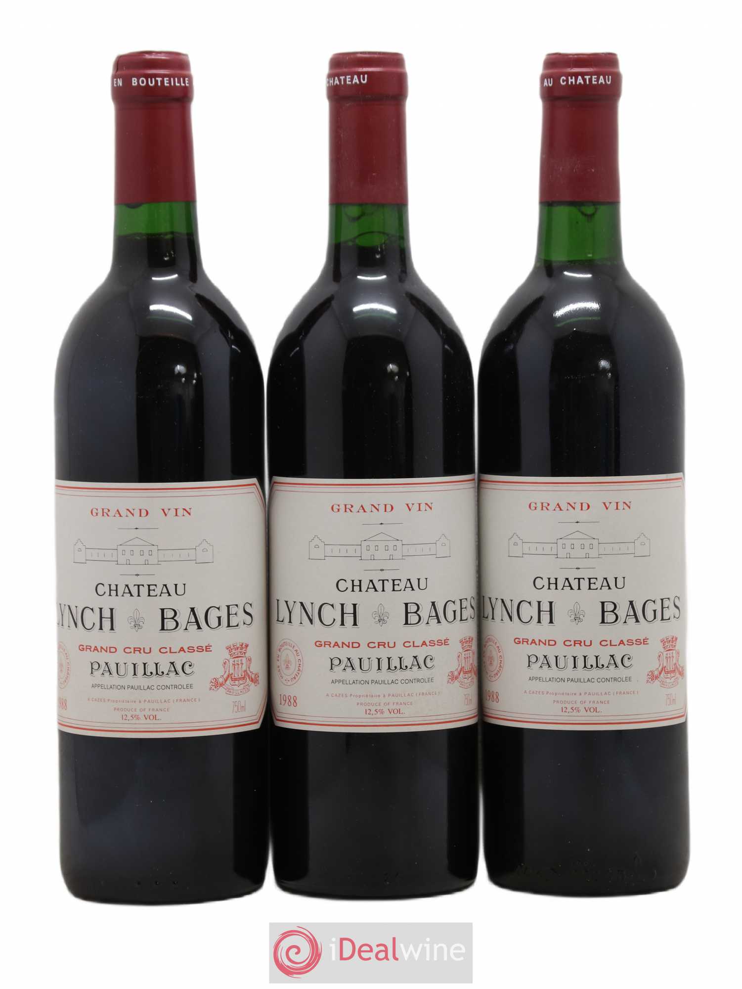Château Lynch Bages 5ème Grand Cru Classé 1988 - Lot de 3 bouteilles - 0
