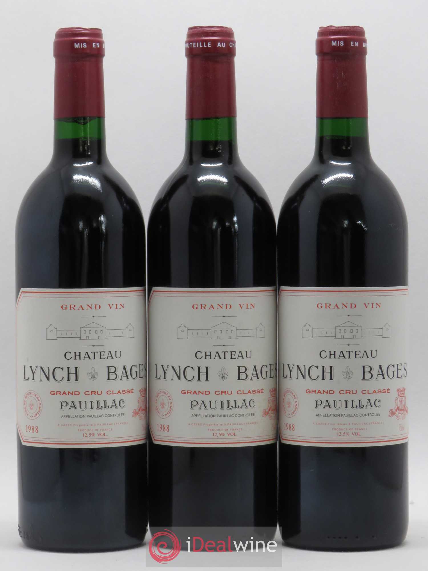 Château Lynch Bages 5ème Grand Cru Classé 1988 - Lot de 3 bouteilles - 0