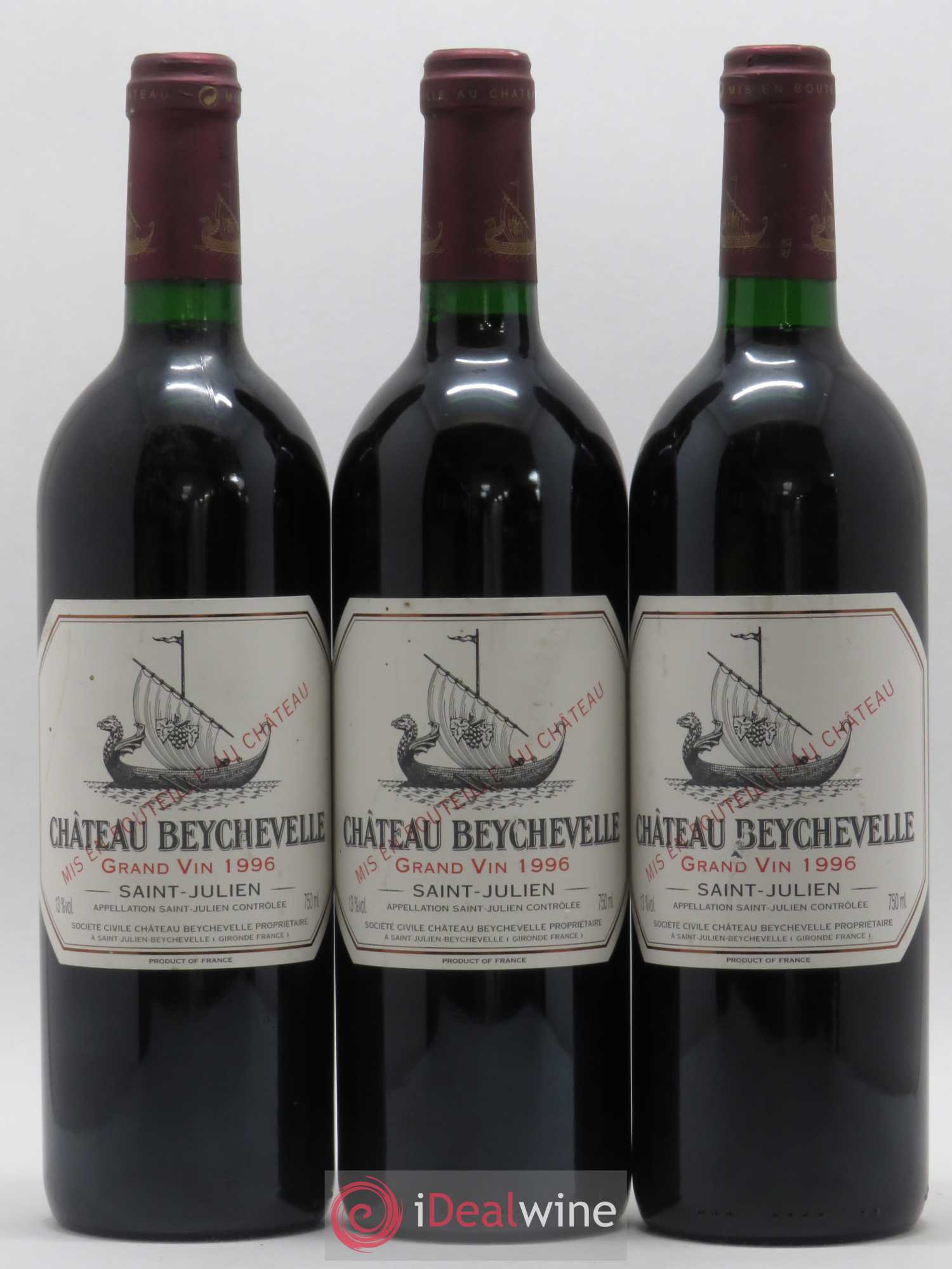 Château Beychevelle 4ème Grand Cru Classé 1996 - Lot de 3 bouteilles - 0
