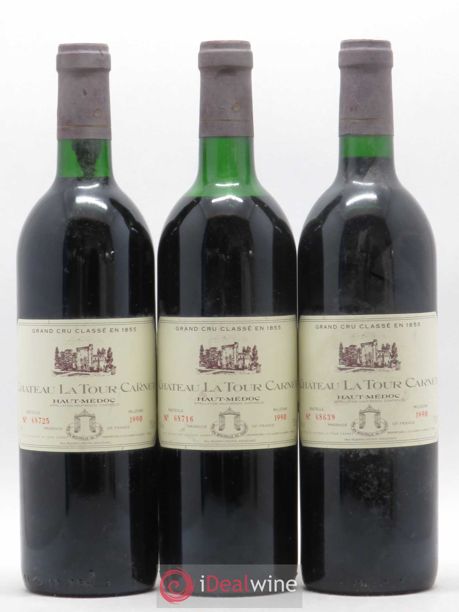 Château la Tour Carnet 4ème Grand Cru Classé 1990 - Lot de 6 bouteilles - 1